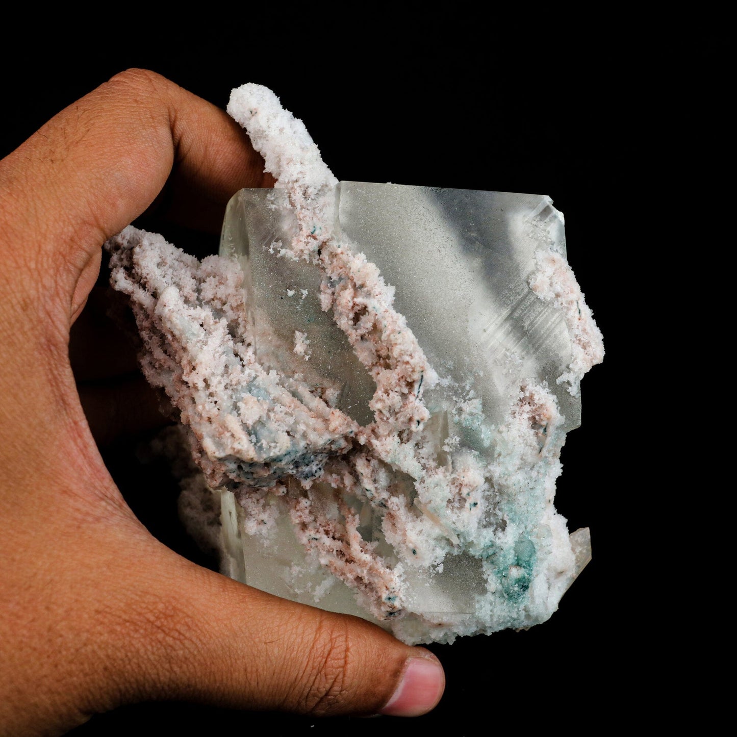 Calcite Cube with Chalcedony Corals Natural Mineral Specimen # B 6481 Calcite Superb Minerals