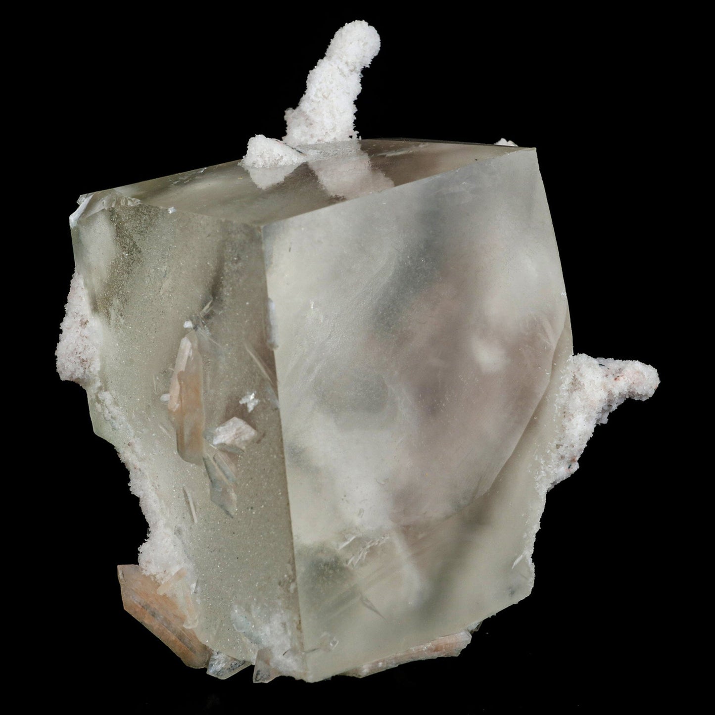 Calcite Cube with Chalcedony Corals Natural Mineral Specimen # B 6481 Calcite Superb Minerals