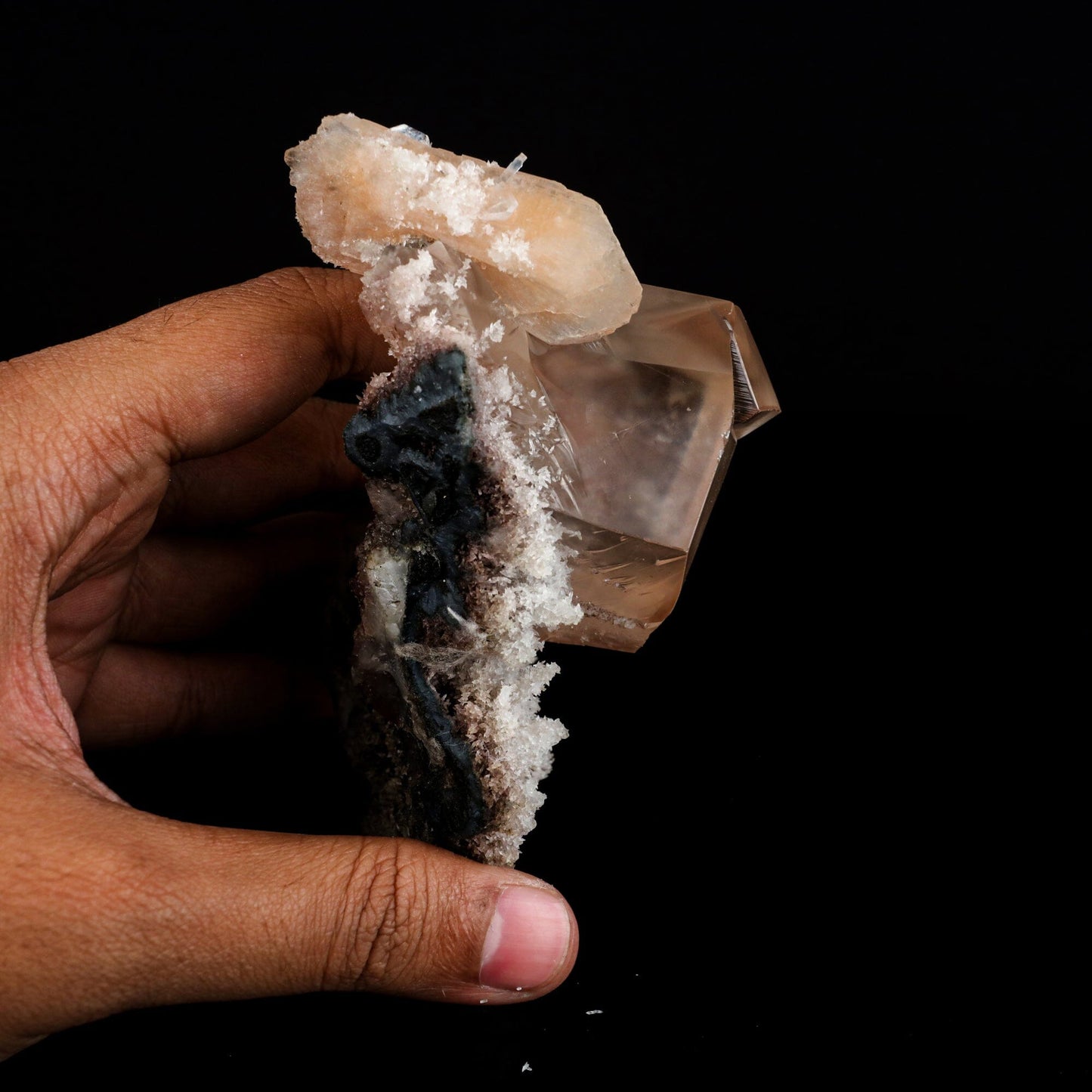 Calcite Cube with Stilbite and Chalcedony Natural Mineral Specimen # B 6495 Calcite Superb Minerals