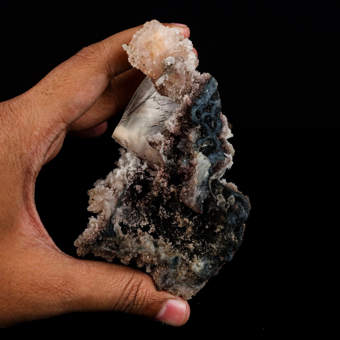 Calcite Cube with Stilbite and Chalcedony Natural Mineral Specimen # B 6495 Calcite Superb Minerals