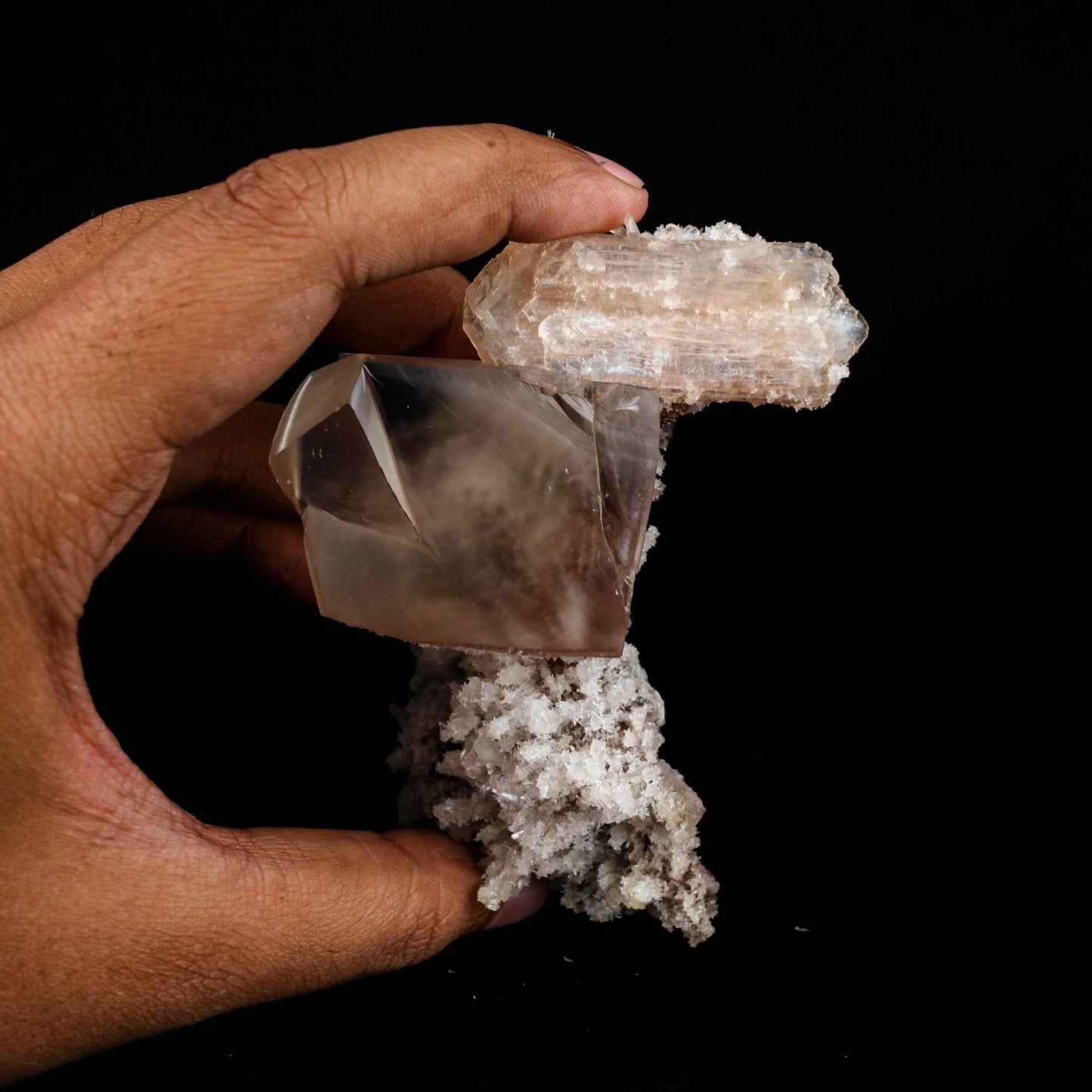 Calcite Cube with Stilbite and Chalcedony Natural Mineral Specimen # B 6495 Calcite Superb Minerals