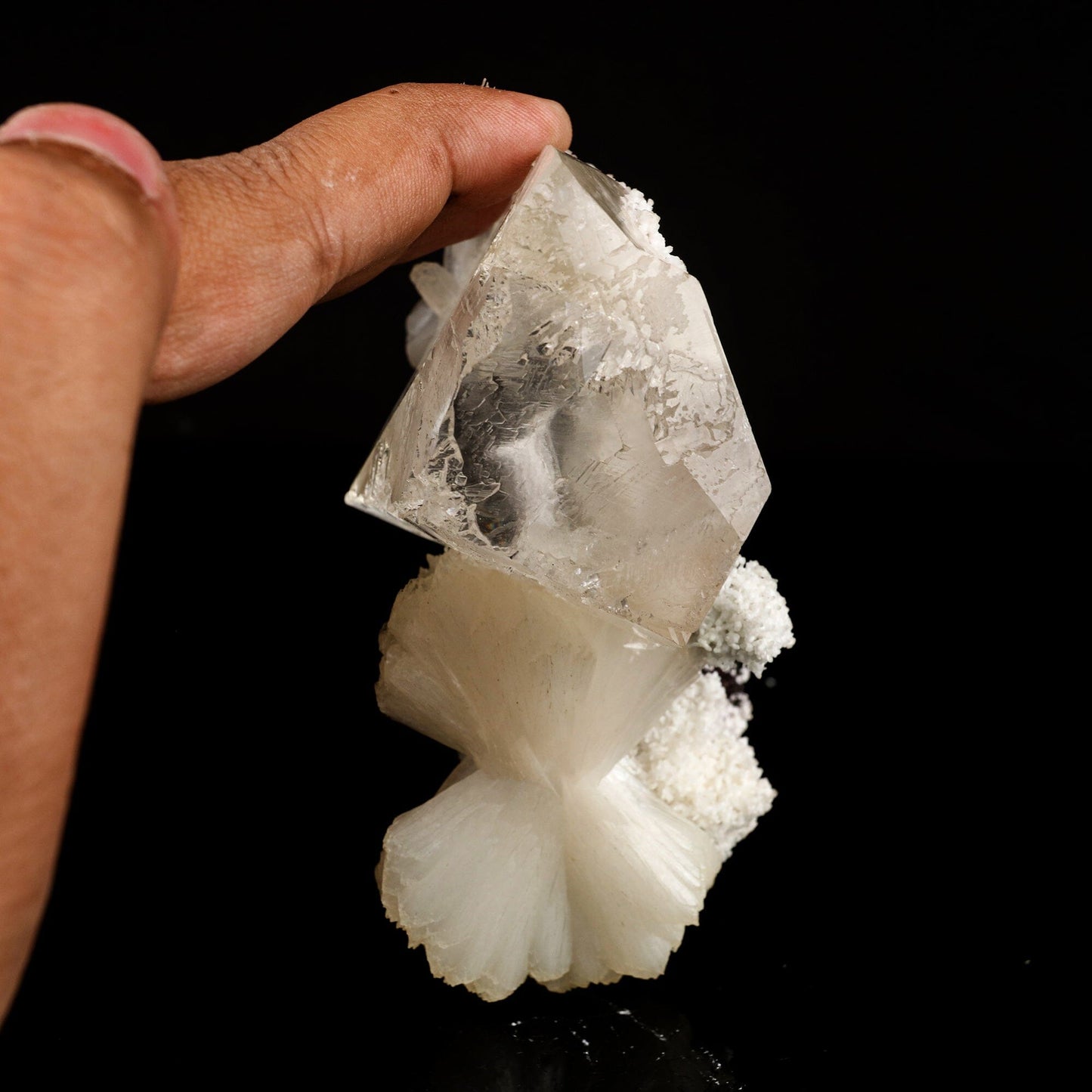 Calcite with stilbite Bow Natural Mineral Specimen # B 6595 Calcite Superb Minerals
