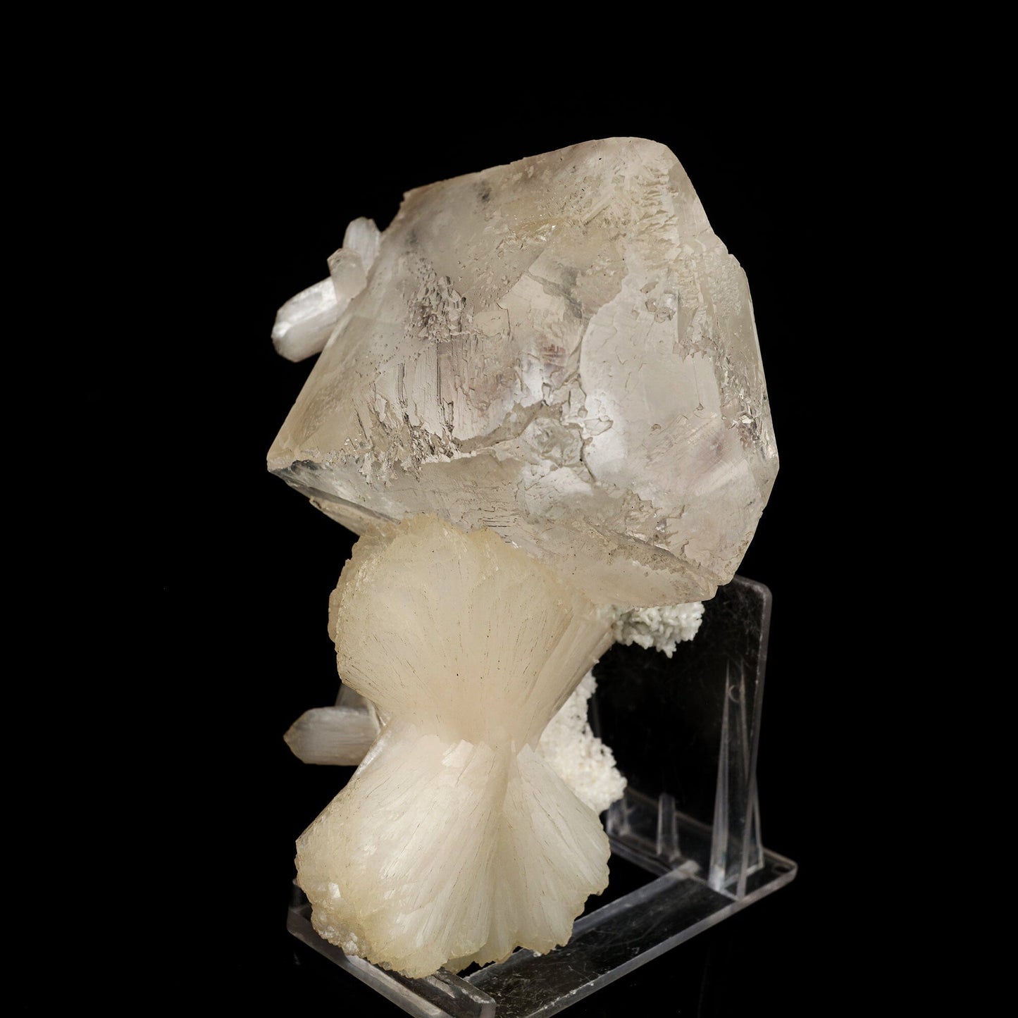 Calcite with stilbite Bow Natural Mineral Specimen # B 6595 Calcite Superb Minerals