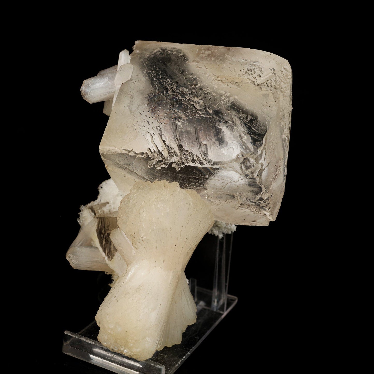 Calcite with stilbite Bow Natural Mineral Specimen # B 6595 Calcite Superb Minerals
