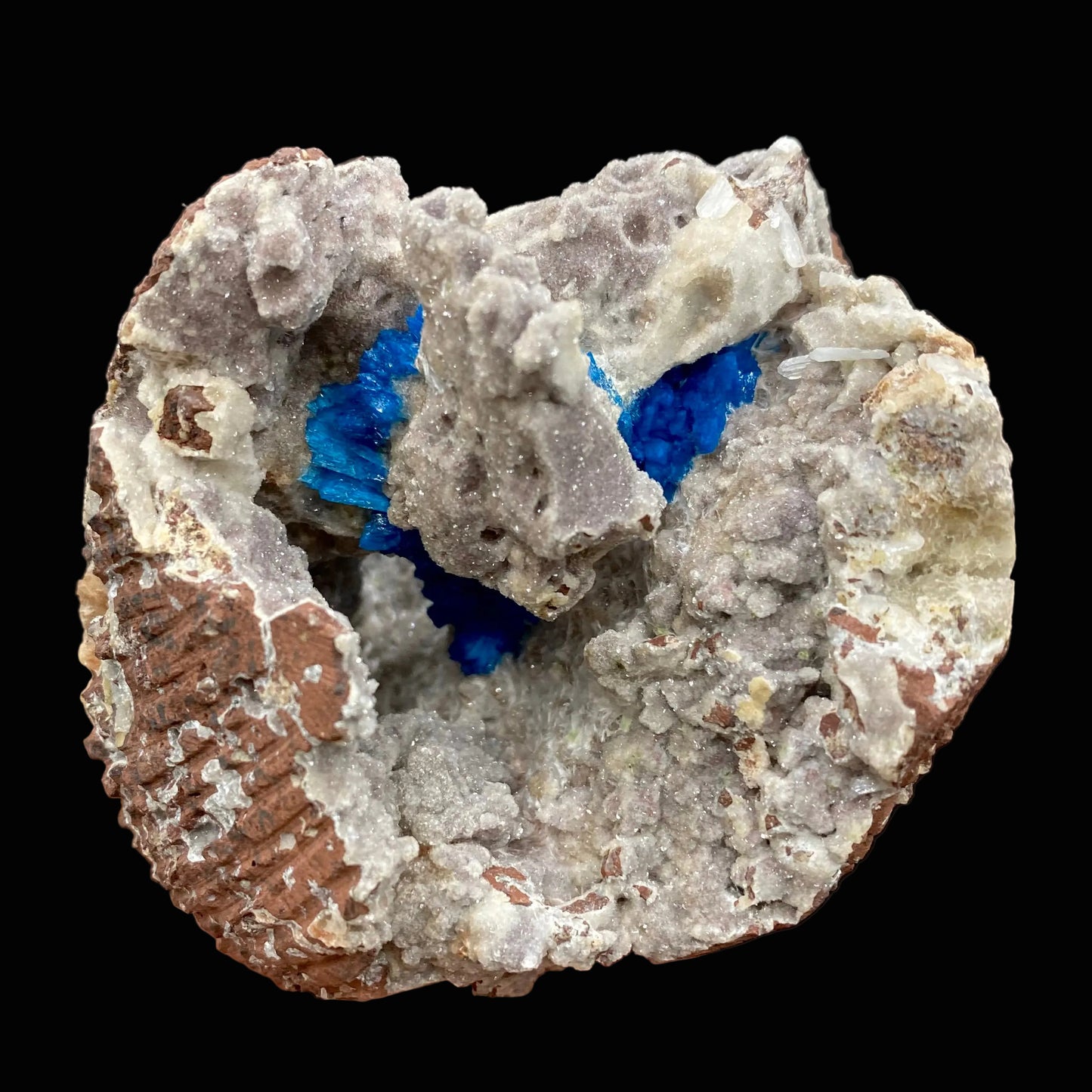 Cavansite Deep Blue in geode Natural Mineral Specimen # DK186 Heulandite Superb Minerals
