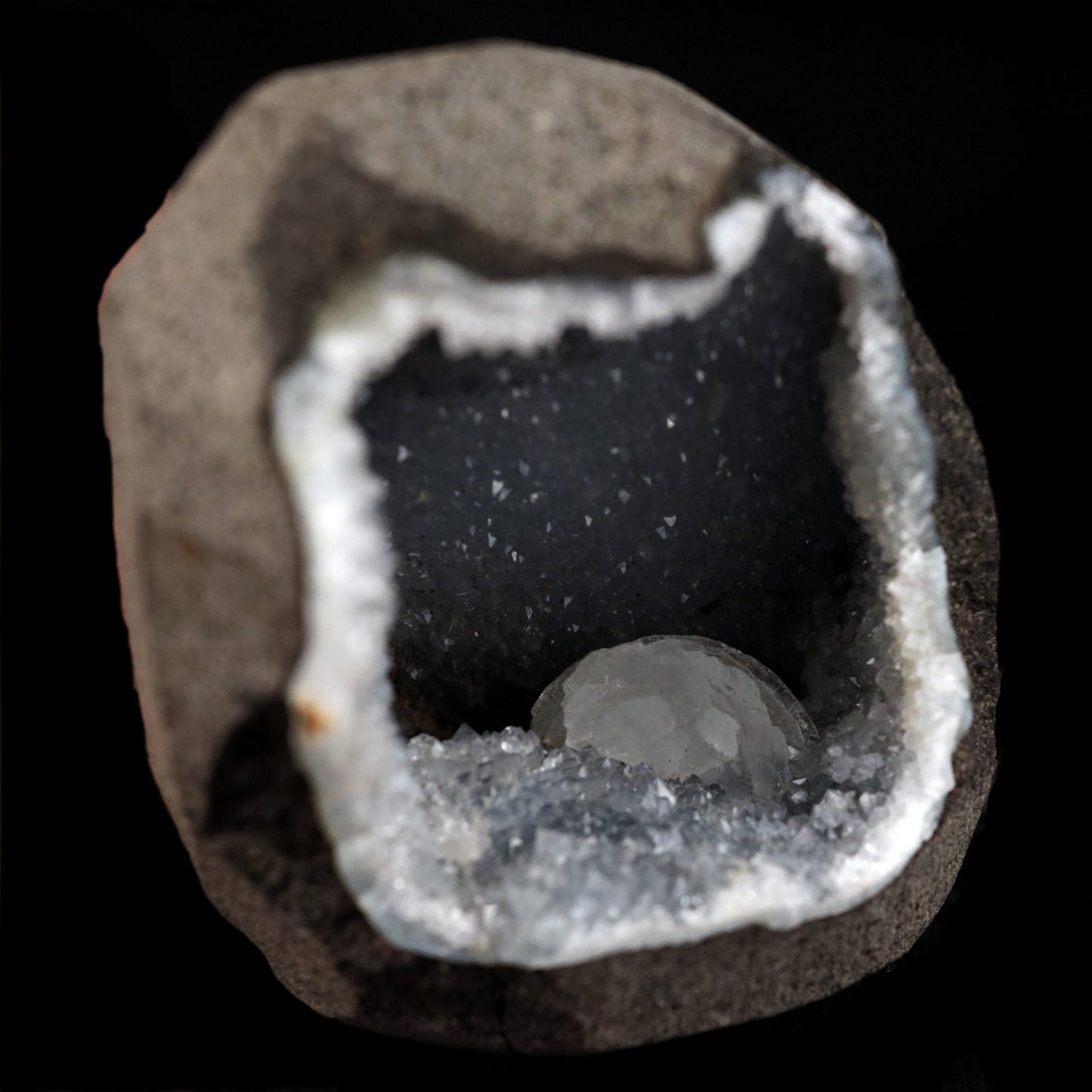Epi-Stilbite Inside MM Quartz Geode Natural Mineral Specimen # B 4776 https://www.superbminerals.us/products/epi-stilbite-inside-mm-quartz-geode-natural-mineral-specimen-b-4776 Features: A rare specimen with magnificent, complete, radial aggregates of white, bladed Epistilbite across and poised on the basalt matrix. The complete Epistilbite group is undamaged, and the item stands out brilliantly. Keep in mind that the bulk of Epistilbite crystals discovered outside of India are micros,