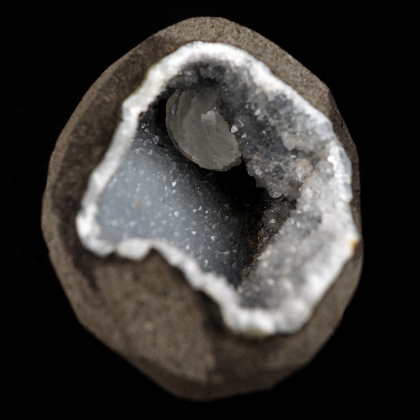 Epi-Stilbite Inside MM Quartz Geode Natural Mineral Specimen # B 4776 https://www.superbminerals.us/products/epi-stilbite-inside-mm-quartz-geode-natural-mineral-specimen-b-4776 Features: A rare specimen with magnificent, complete, radial aggregates of white, bladed Epistilbite across and poised on the basalt matrix. The complete Epistilbite group is undamaged, and the item stands out brilliantly. Keep in mind that the bulk of Epistilbite crystals discovered outside of India are micros,