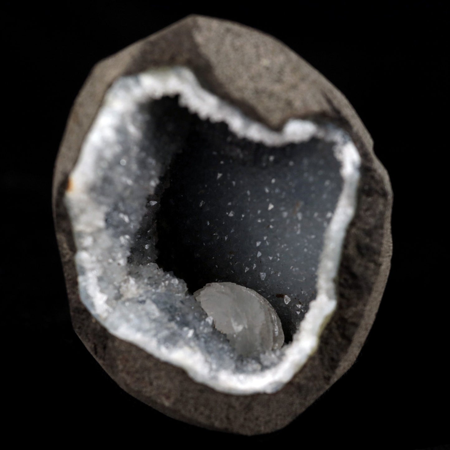 Epi-Stilbite Inside MM Quartz Geode Natural Mineral Specimen # B 4776 https://www.superbminerals.us/products/epi-stilbite-inside-mm-quartz-geode-natural-mineral-specimen-b-4776 Features: A rare specimen with magnificent, complete, radial aggregates of white, bladed Epistilbite across and poised on the basalt matrix. The complete Epistilbite group is undamaged, and the item stands out brilliantly. Keep in mind that the bulk of Epistilbite crystals discovered outside of India are micros,