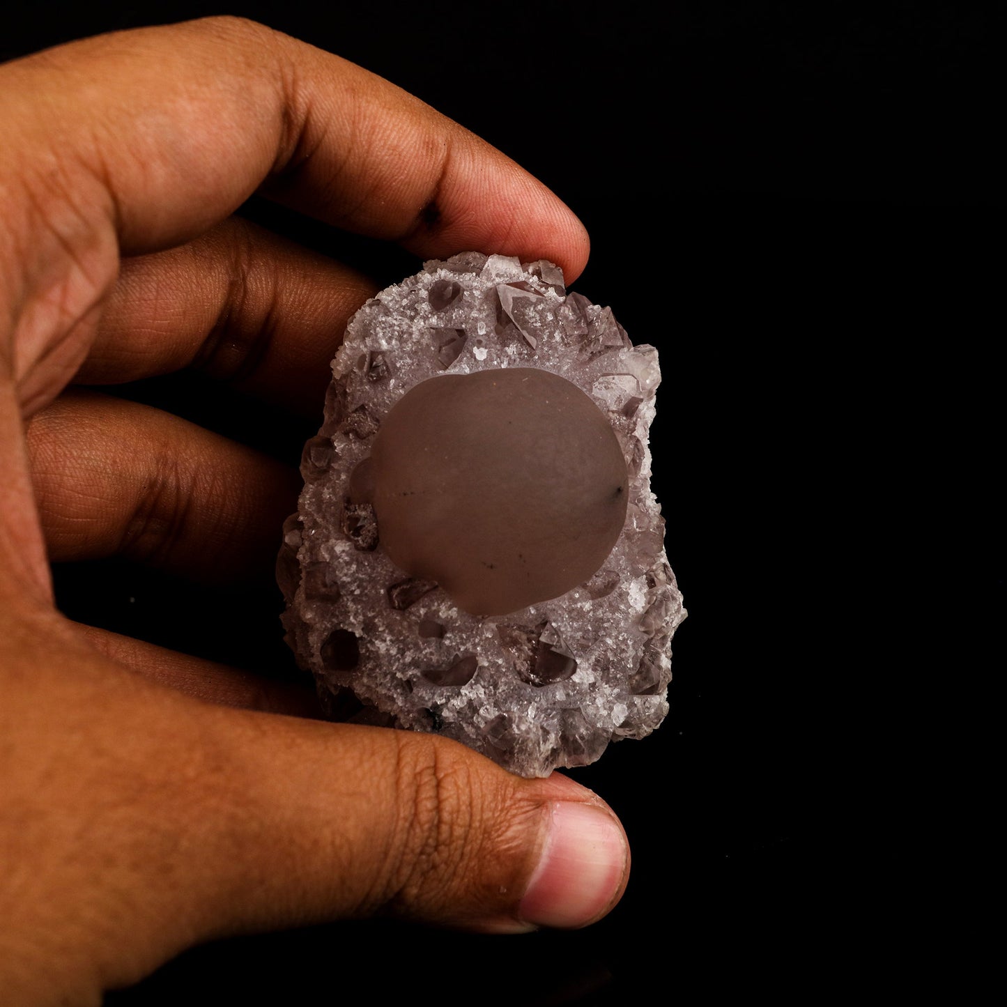 Fluorite ball on Amethyst Natural Mineral Specimen # B 6151 Fluorite Superb Minerals