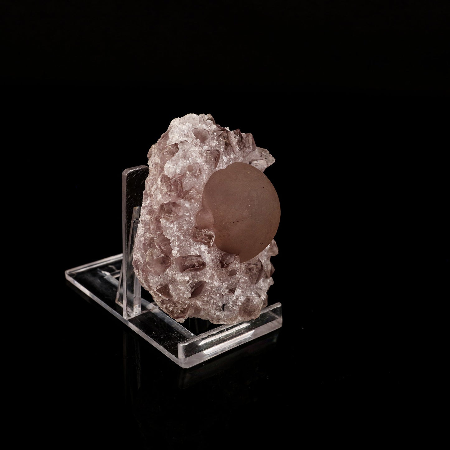 Fluorite ball on Amethyst Natural Mineral Specimen # B 6151 Fluorite Superb Minerals