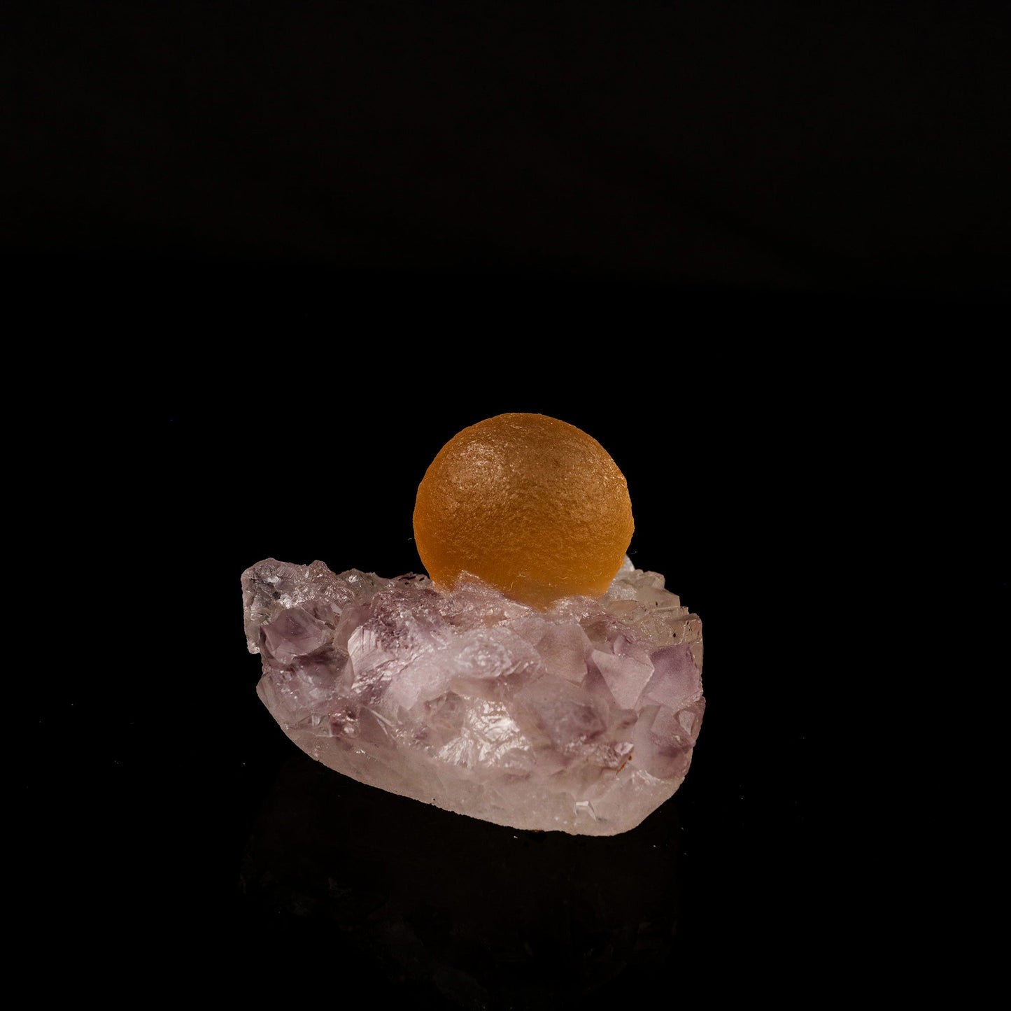 Fluorite ball on Amethyst Natural Mineral Specimen # B 6189 Fluorite Superb Minerals