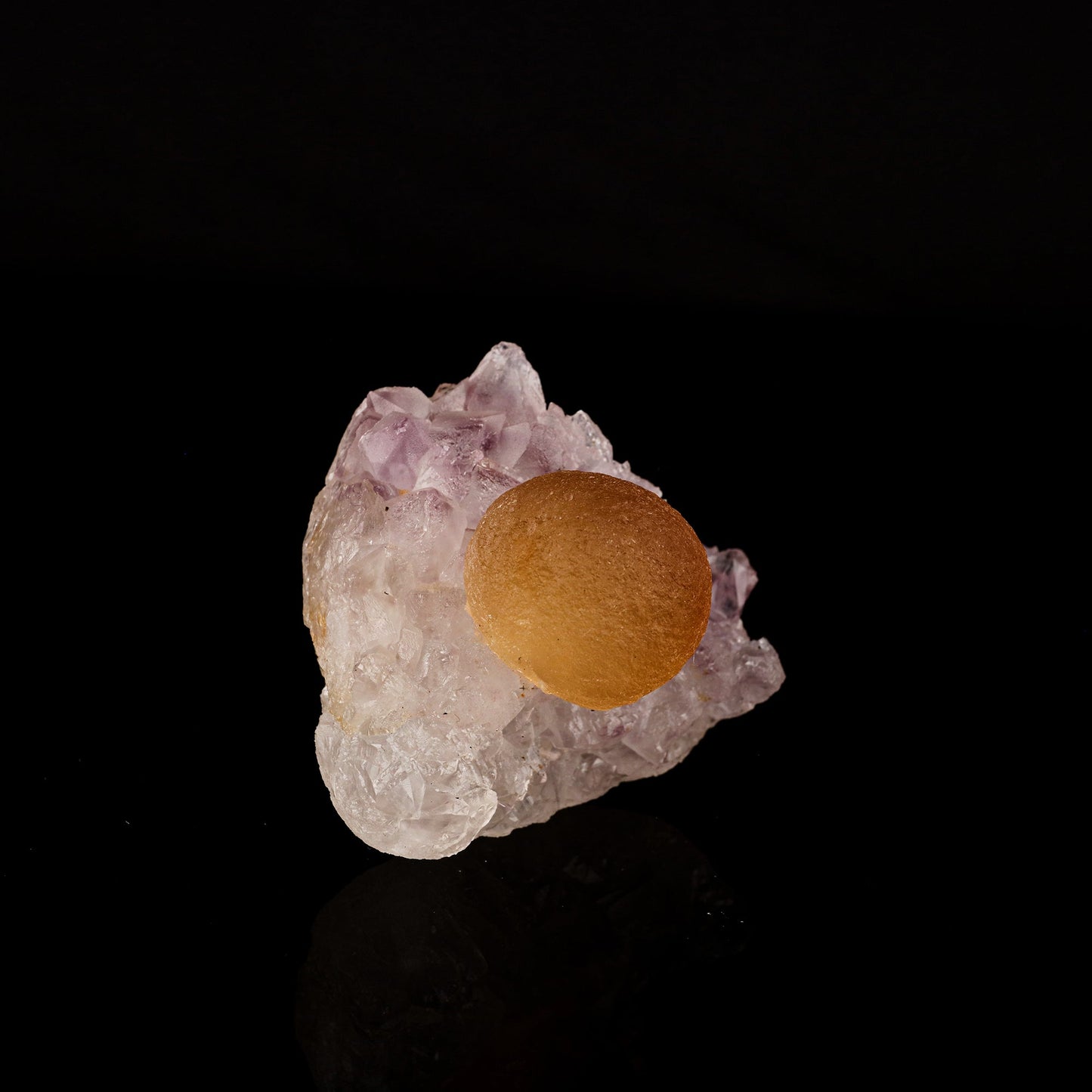 Fluorite ball on Amethyst Natural Mineral Specimen # B 6189 Fluorite Superb Minerals