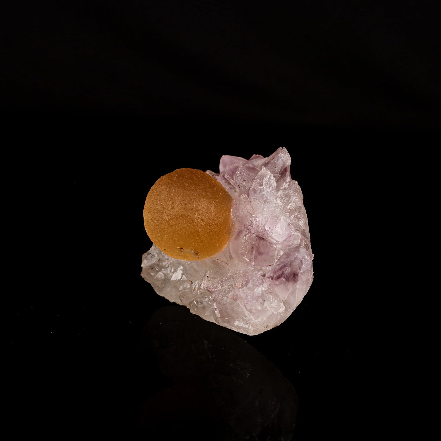 Fluorite ball on Amethyst Natural Mineral Specimen # B 6189 Fluorite Superb Minerals