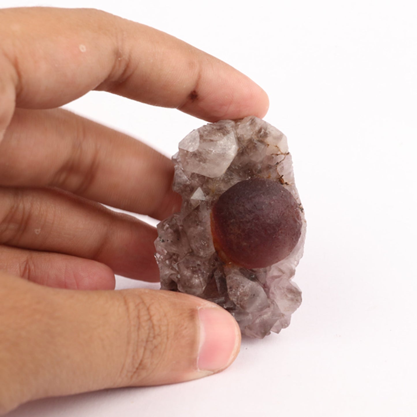 Fluorite Ball Violet Color on Amethyst Very Rare Natural Mineral Specimen # B 5929 Fluorite Superb Minerals