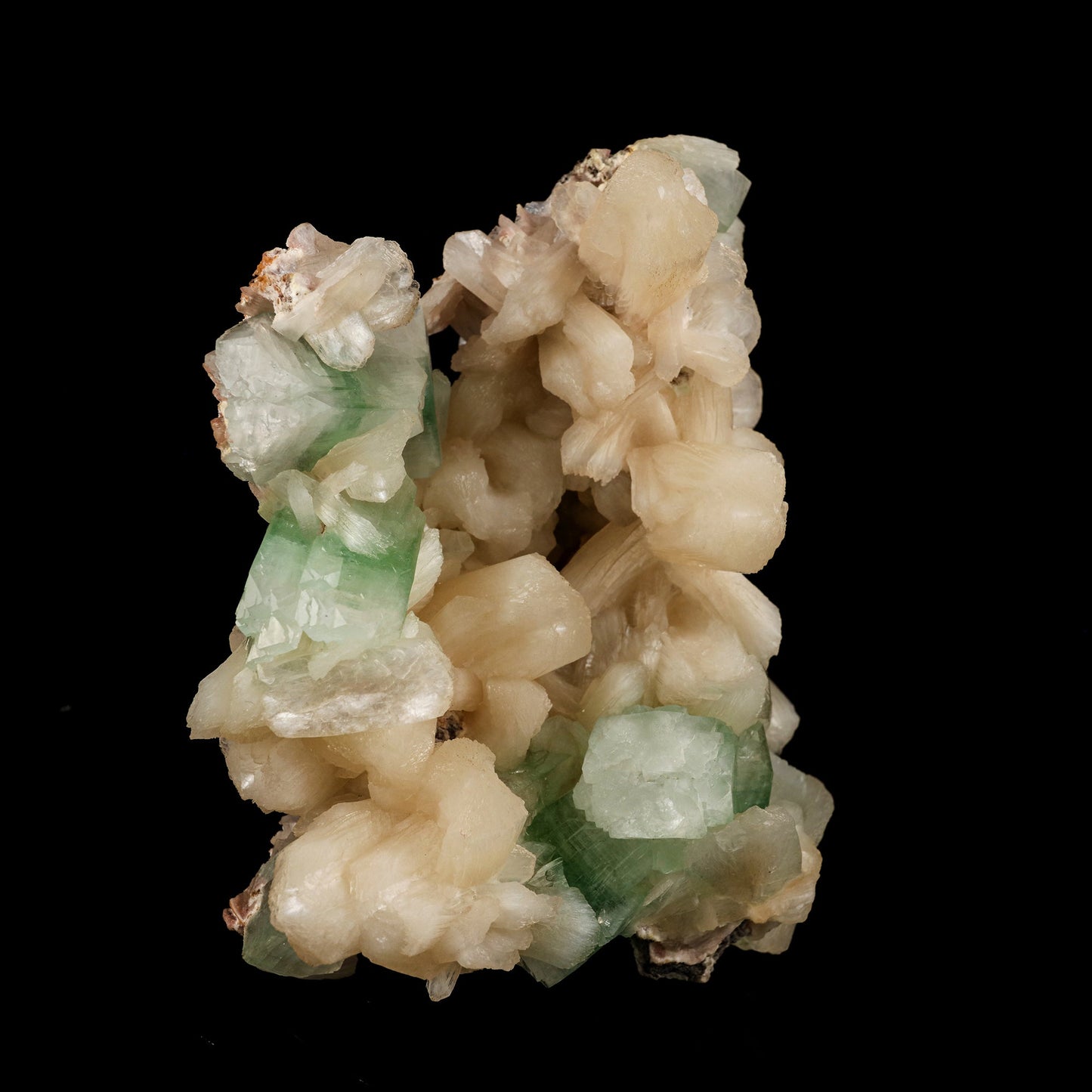 Green Apophyllite Cube with Stilbite Natural Mineral Specimen # B 6248 Apophyllite Superb Minerals