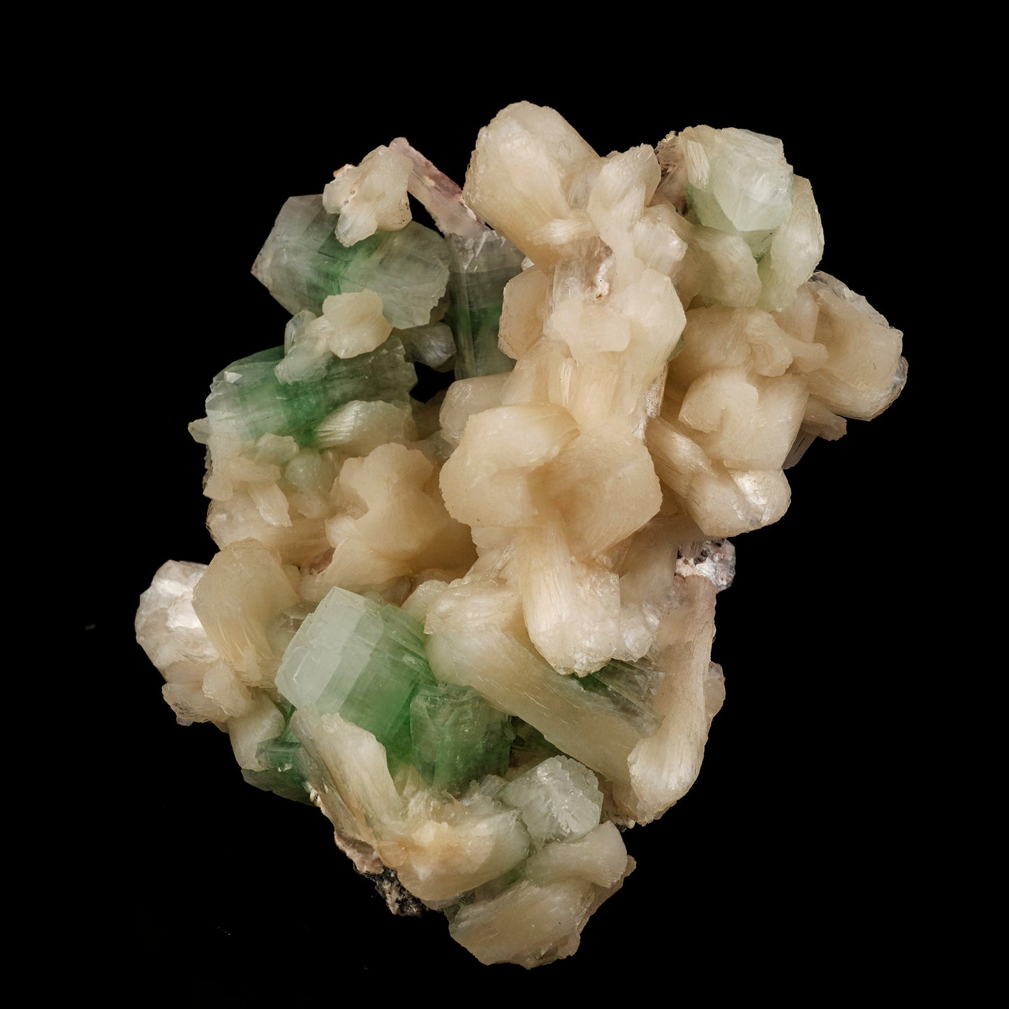 Green Apophyllite Cube with Stilbite Natural Mineral Specimen # B 6248 Apophyllite Superb Minerals
