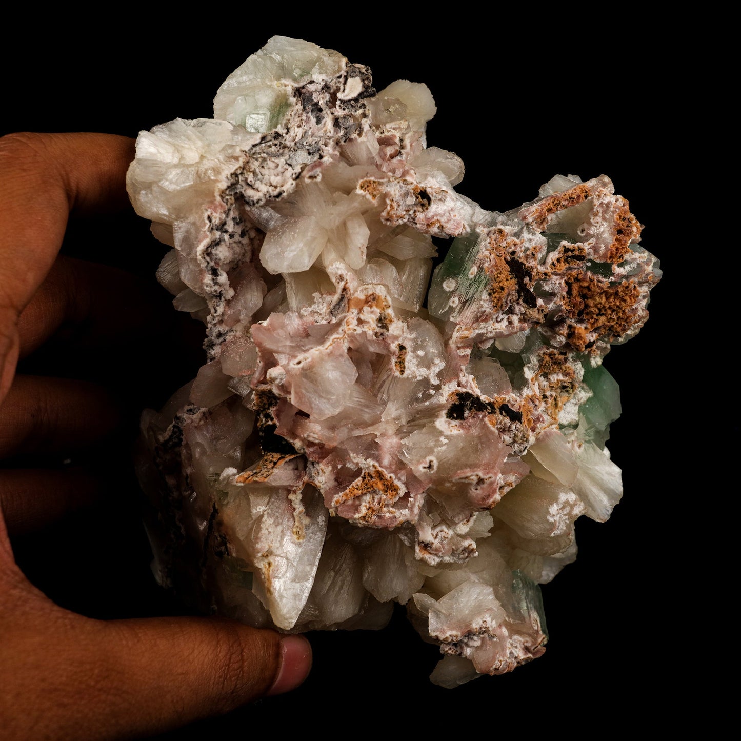 Green Apophyllite Cube with Stilbite Natural Mineral Specimen # B 6248 Apophyllite Superb Minerals