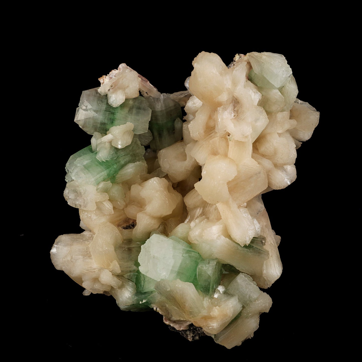 Green Apophyllite Cube with Stilbite Natural Mineral Specimen # B 6248 Apophyllite Superb Minerals