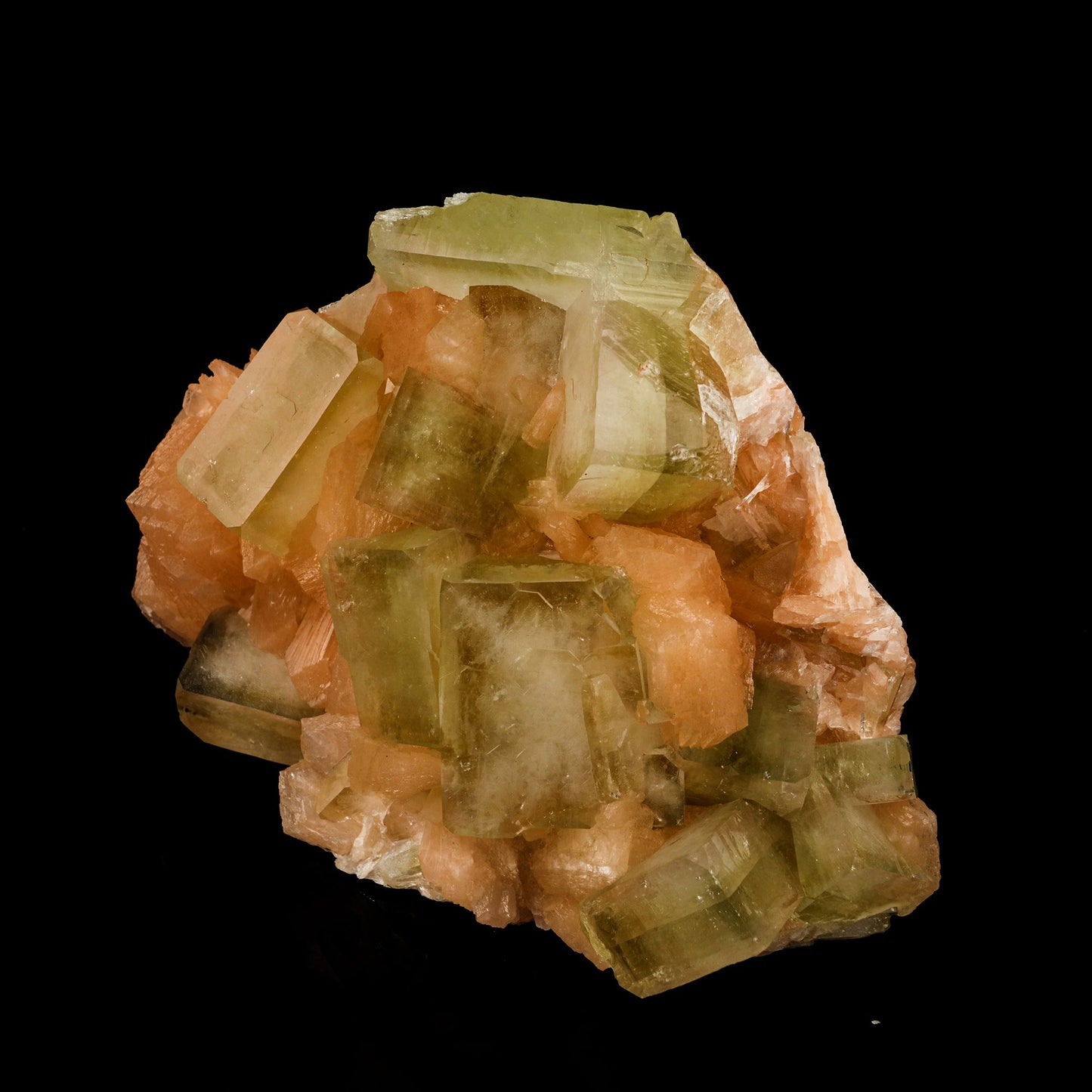 Green Apophyllite Cube with Stilbite Self Standing Natural Mineral Specimen # B 6250 Apophyllite Superb Minerals