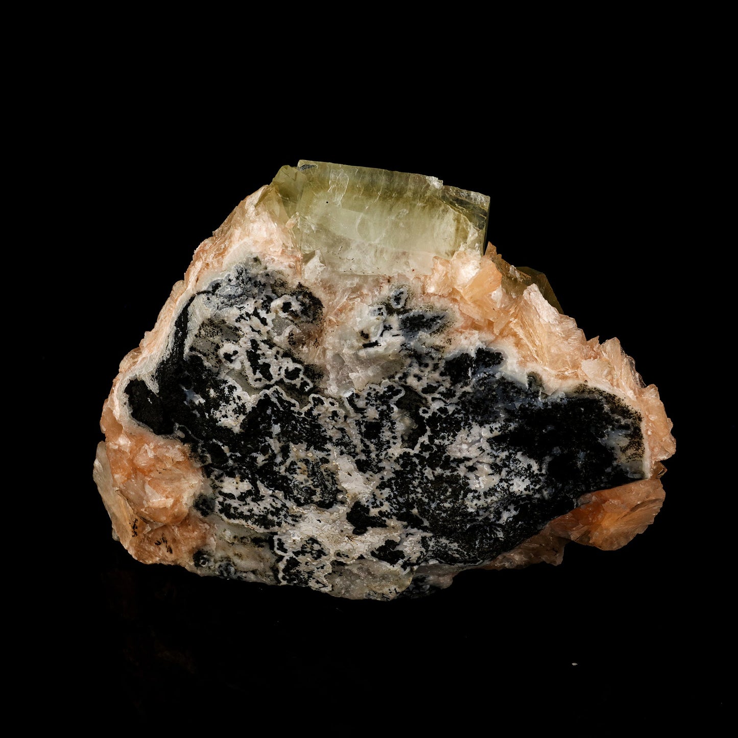 Green Apophyllite Cube with Stilbite Self Standing Natural Mineral Specimen # B 6250 Apophyllite Superb Minerals