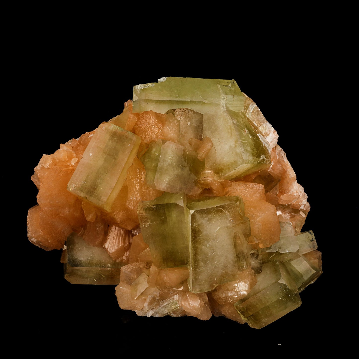 Green Apophyllite Cube with Stilbite Self Standing Natural Mineral Specimen # B 6250 Apophyllite Superb Minerals