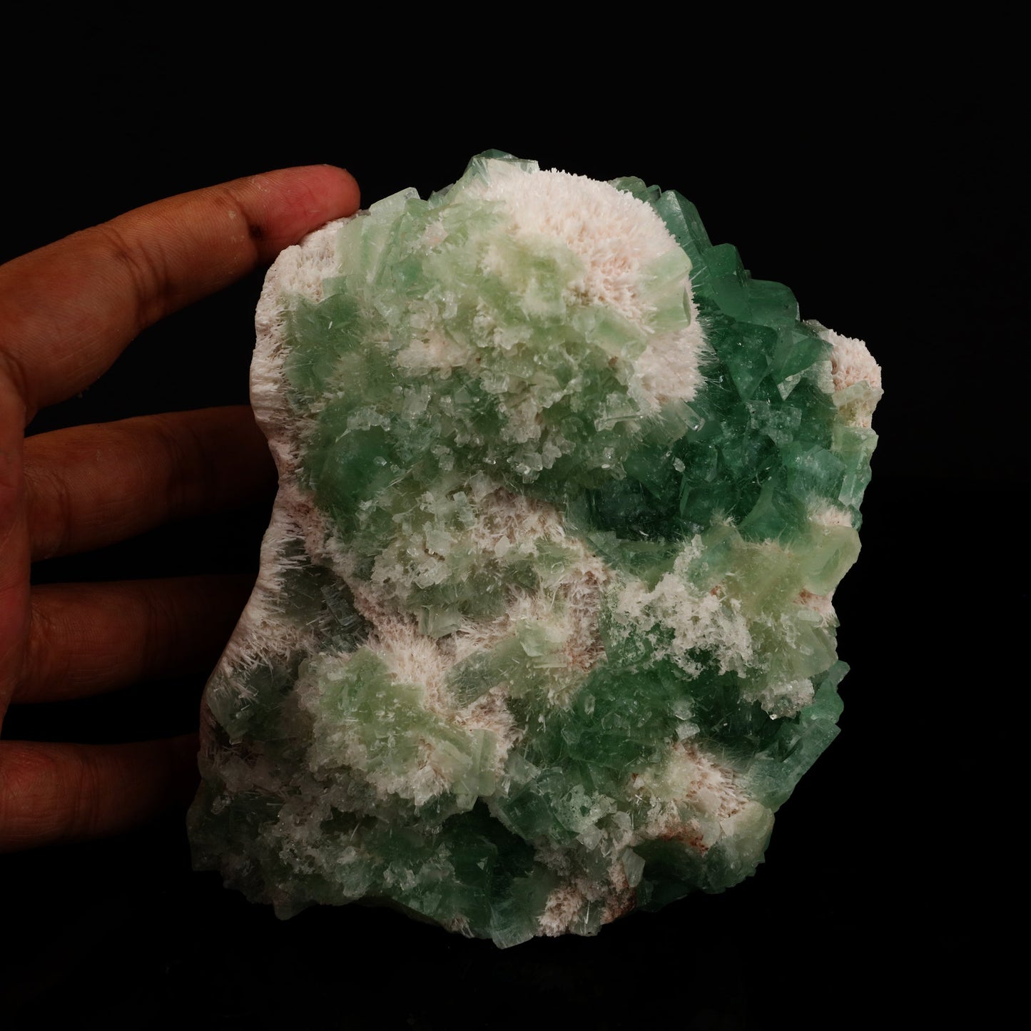 Green Apophyllite with Mordenite self standing Natural Mineral Specimen # B 5580 Apophyllite Superb Minerals