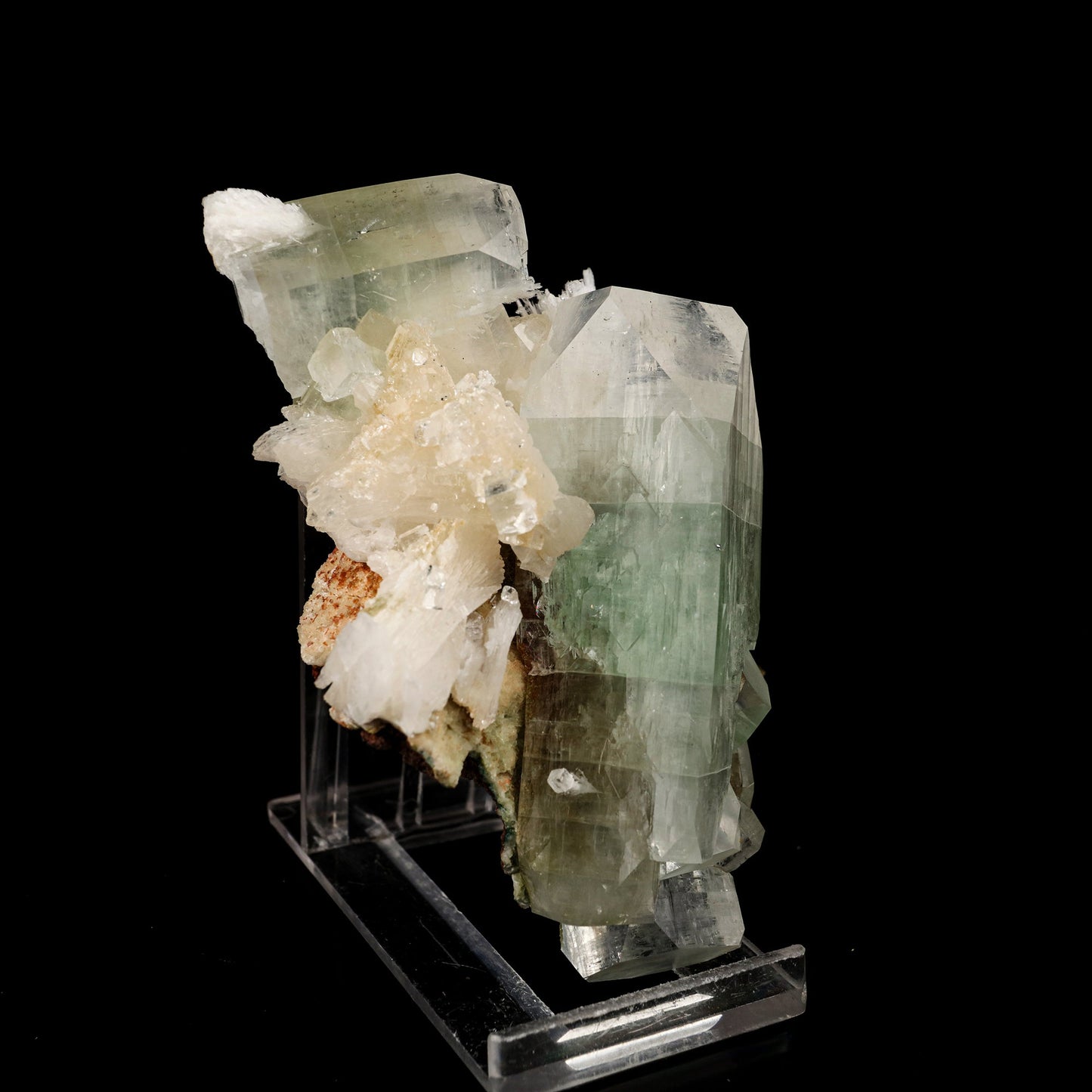 Green Apophyllite with Scolecite Spray Natural Mineral Specimen # B 6231 Apophyllite Superb Minerals