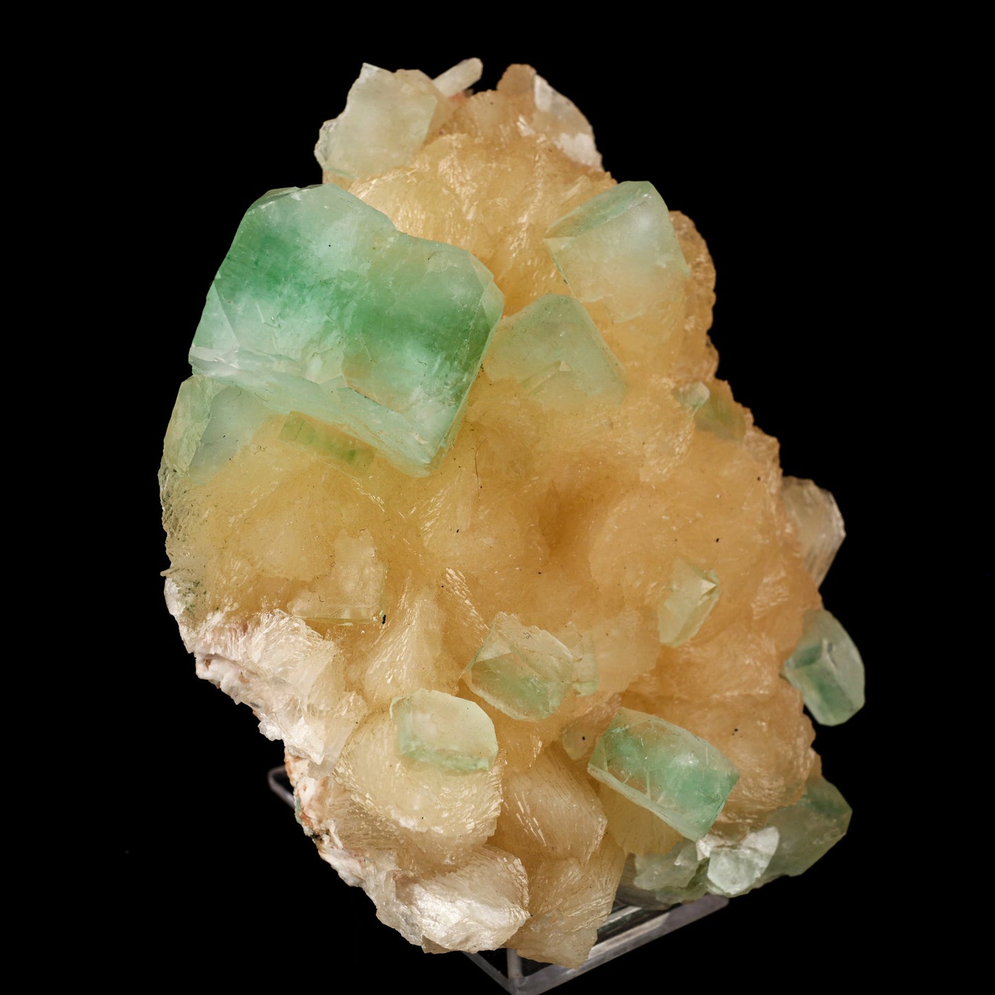 Green Apophyllite with Stilbite Natural Mineral Specimen # B 6046 Apophyllite Superb Minerals
