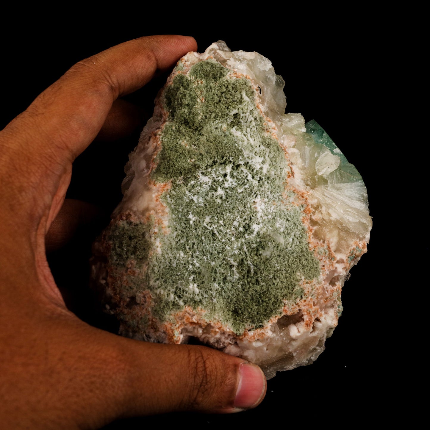 Green Apophyllite with Stilbite Natural Mineral Specimen # B 6046 Apophyllite Superb Minerals