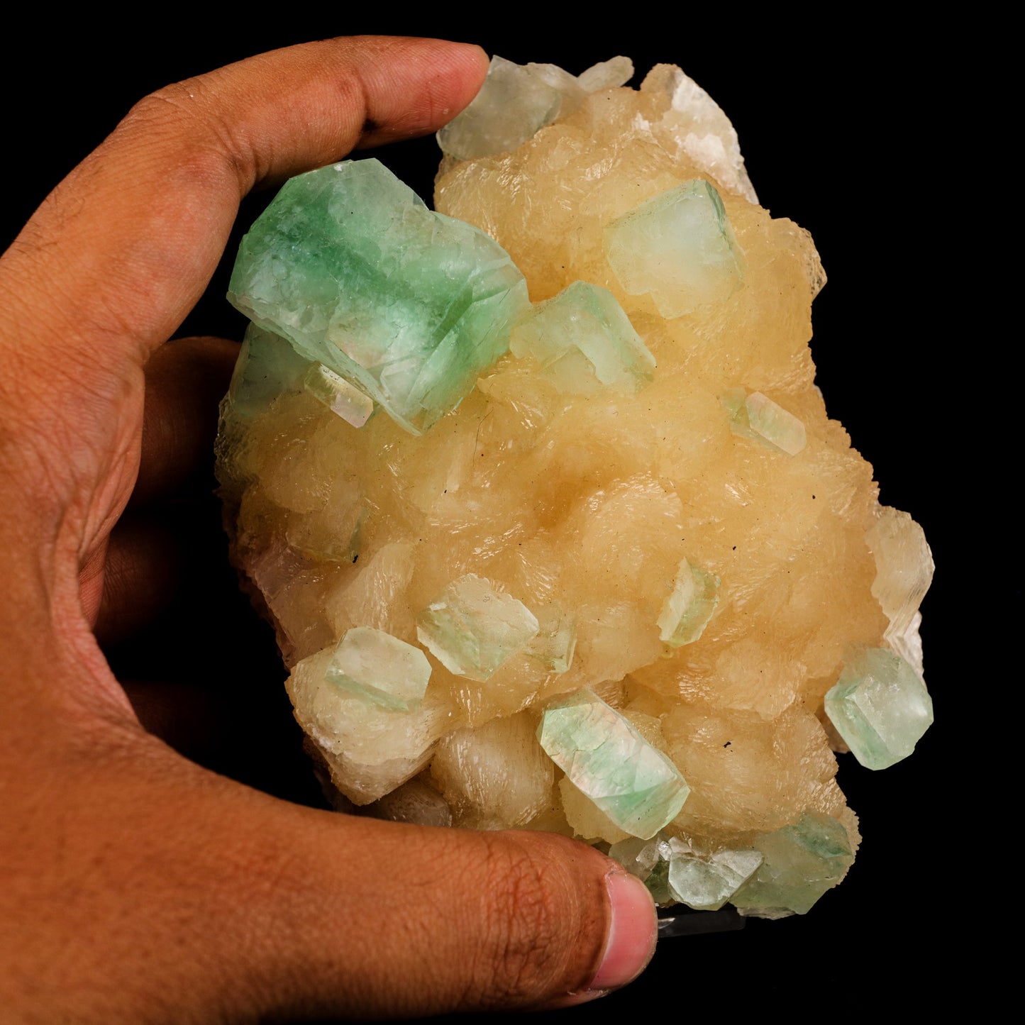 Green Apophyllite with Stilbite Natural Mineral Specimen # B 6046 Apophyllite Superb Minerals