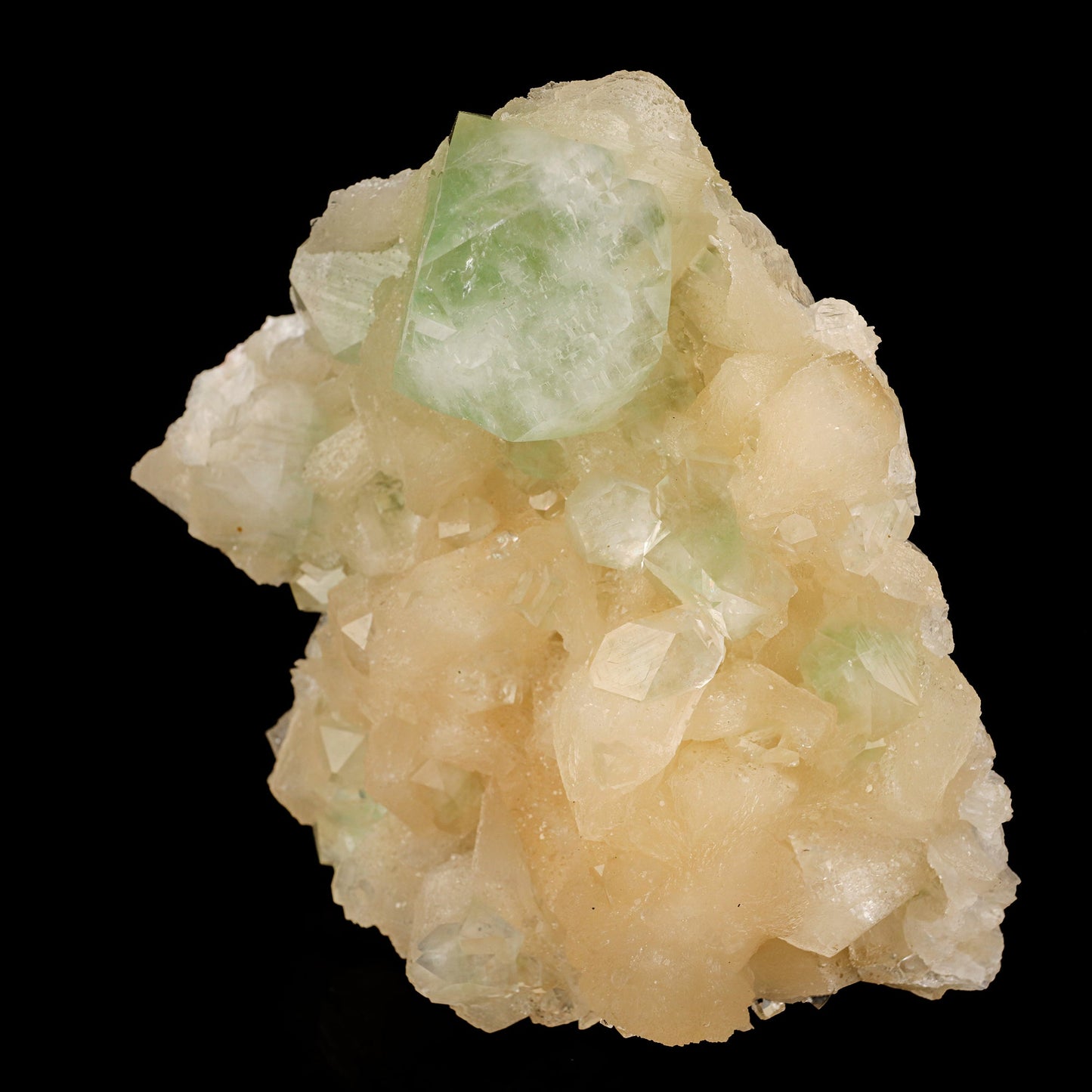Green Apophyllite with Stilbite Natural Mineral Specimen # B 6158 Apophyllite Superb Minerals