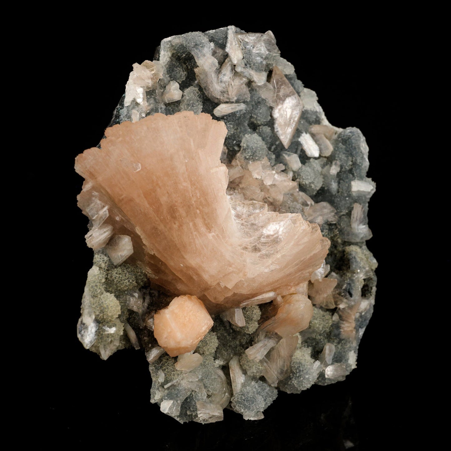 Heulandite Petals in Chalcedony geode Free Standing Natural Mineral Specimen # B 6611 Heulandite Superb Minerals