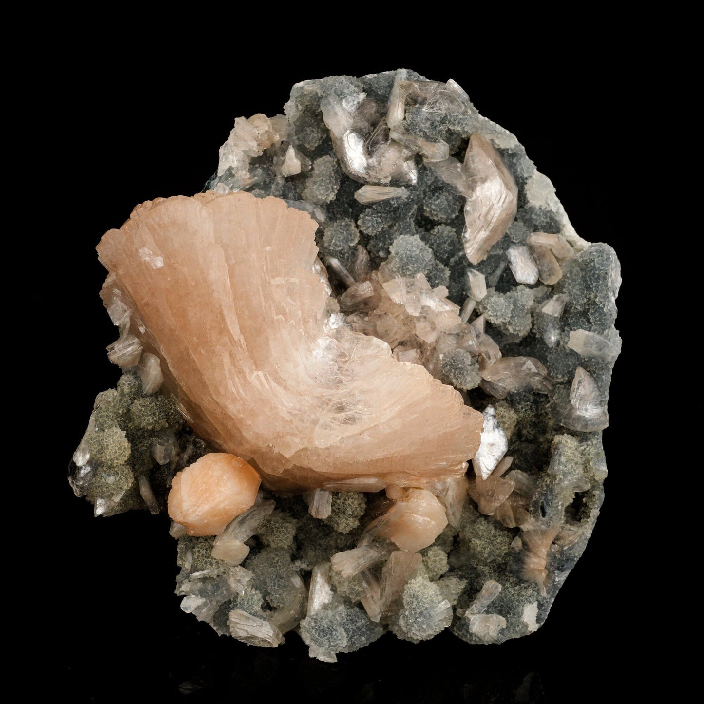 Heulandite Petals in Chalcedony geode Free Standing Natural Mineral Specimen # B 6611 Heulandite Superb Minerals