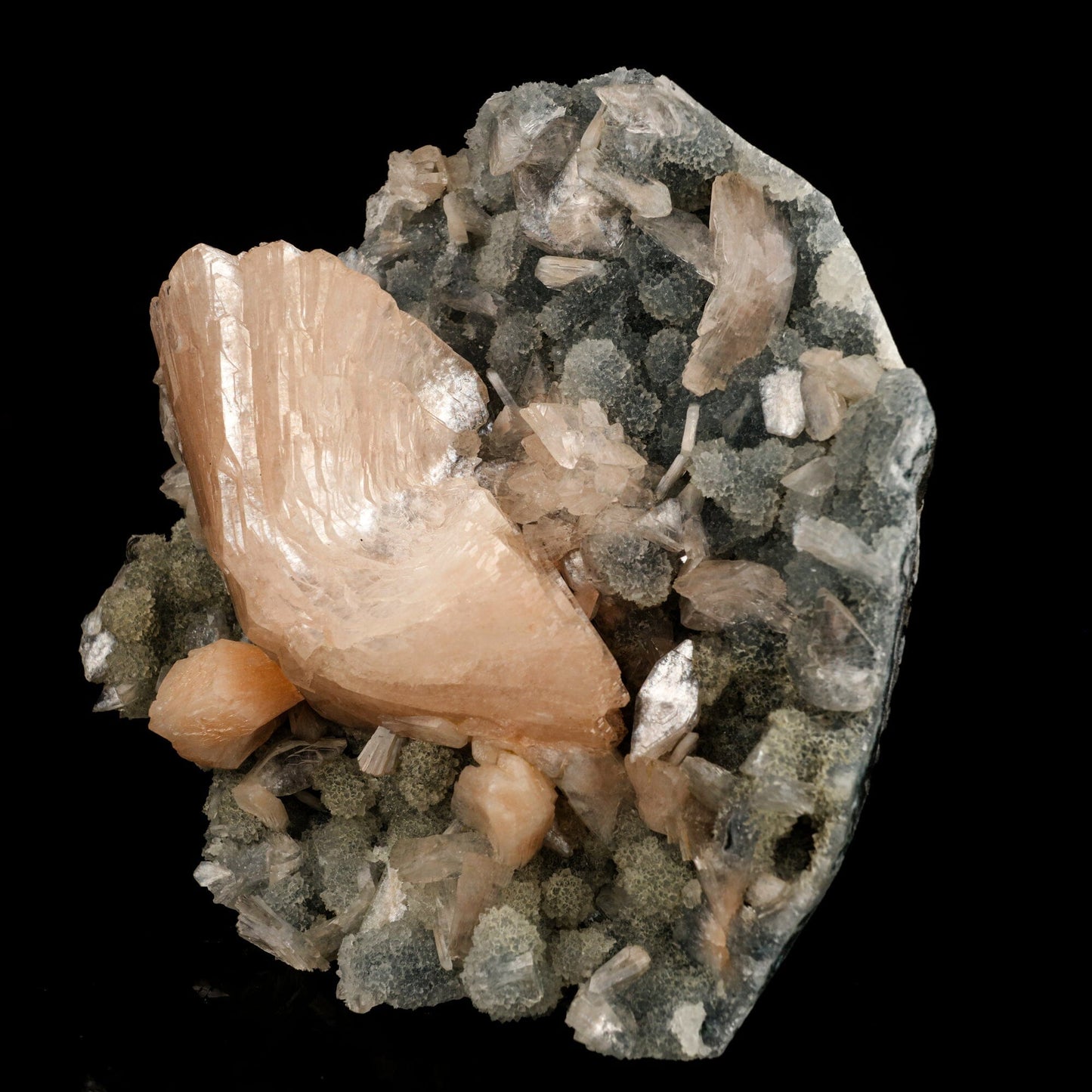 Heulandite Petals in Chalcedony geode Free Standing Natural Mineral Specimen # B 6611 Heulandite Superb Minerals