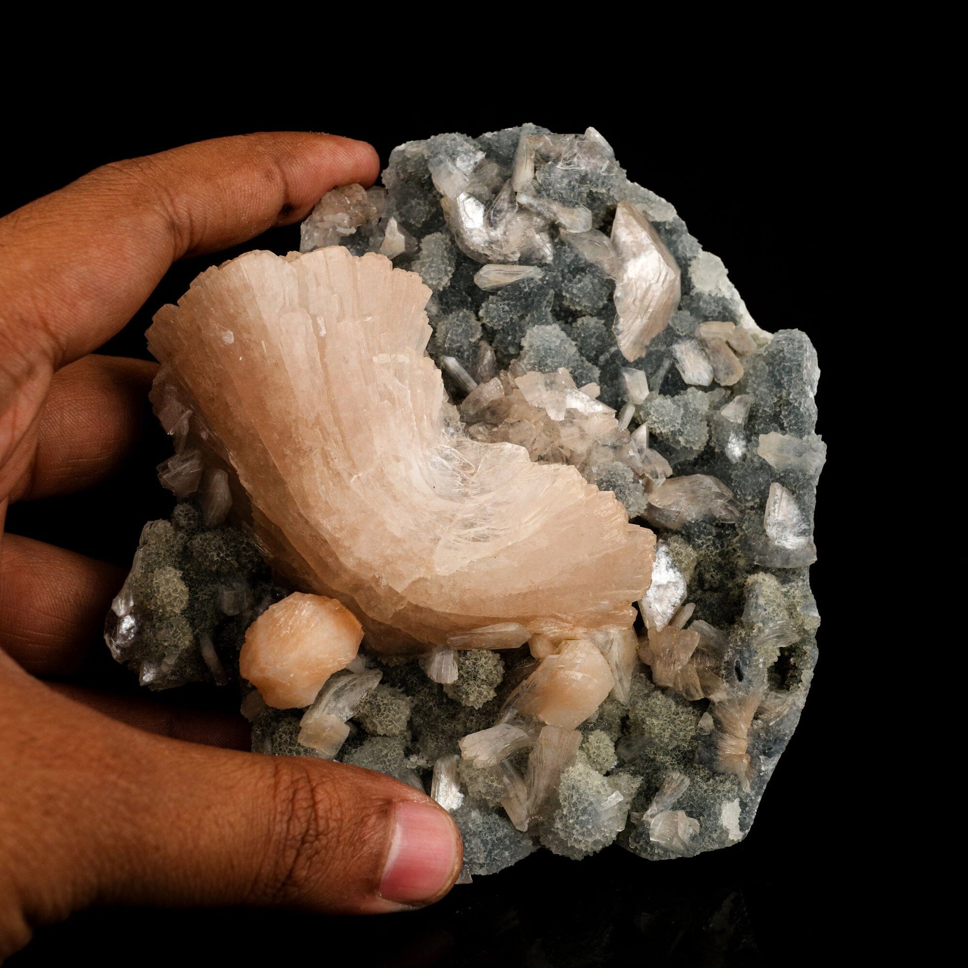 Heulandite Petals in Chalcedony geode Free Standing Natural Mineral Specimen # B 6611 Heulandite Superb Minerals