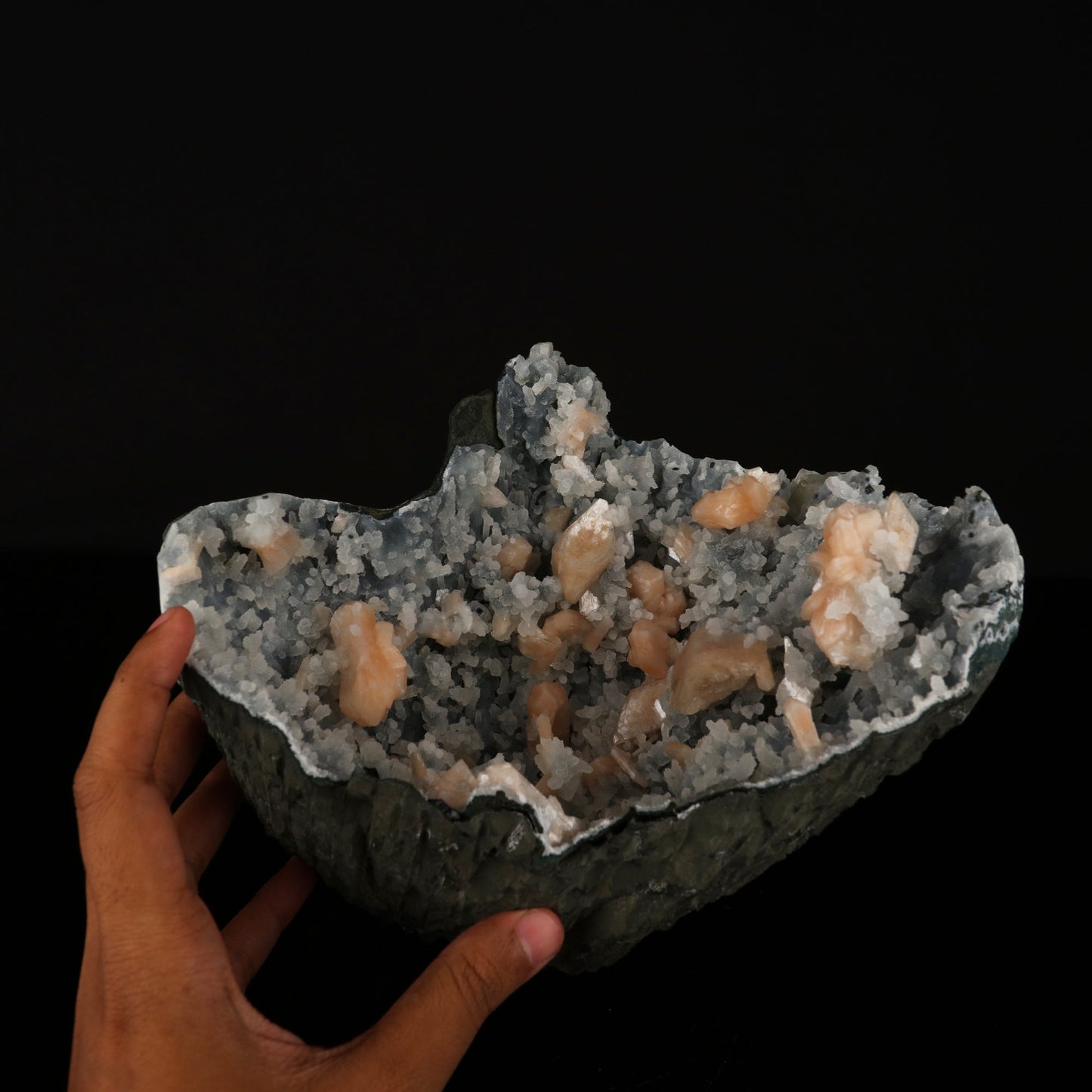 Heulandite with Stilbite on Chalcedony Self Standing Natural Mineral Specimen # B 5744 Heulandite Superb Minerals