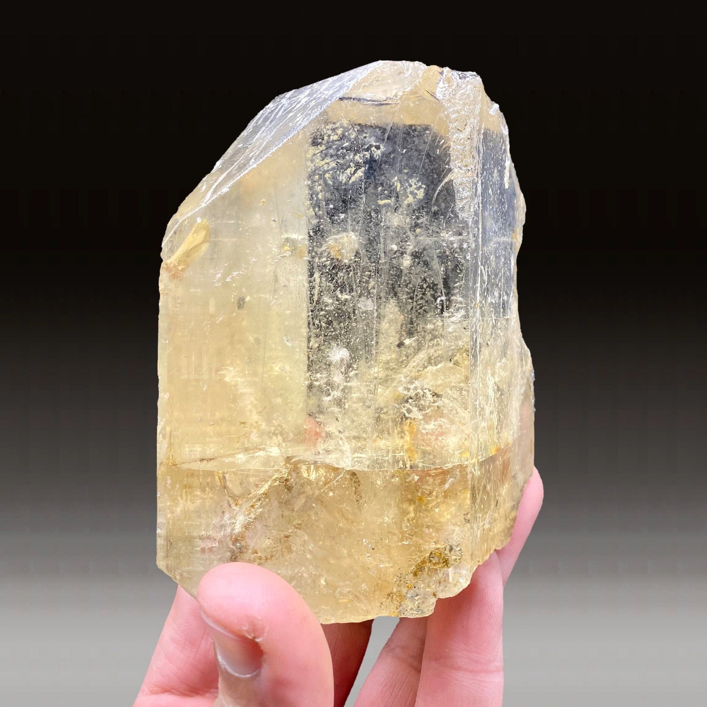 Imperial Topaz # Q7  https://www.superbminerals.us/products/imperial-topaz-q7  Features:Superb 9 Cm crystal of Topaz from this less common locality - Southern India. Imperial Topaz with rich color, clear and gem. It has vivid sherry-orange color. The crystal is strongly lustrous and glassy. It is perfectly terminated with like faceted faces. In superb condition. Splendid gem!