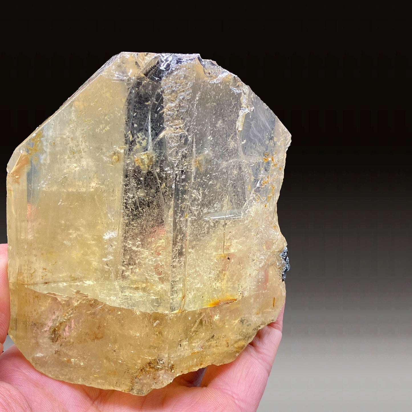 Imperial Topaz # Q7  https://www.superbminerals.us/products/imperial-topaz-q7  Features:Superb 9 Cm crystal of Topaz from this less common locality - Southern India. Imperial Topaz with rich color, clear and gem. It has vivid sherry-orange color. The crystal is strongly lustrous and glassy. It is perfectly terminated with like faceted faces. In superb condition. Splendid gem!