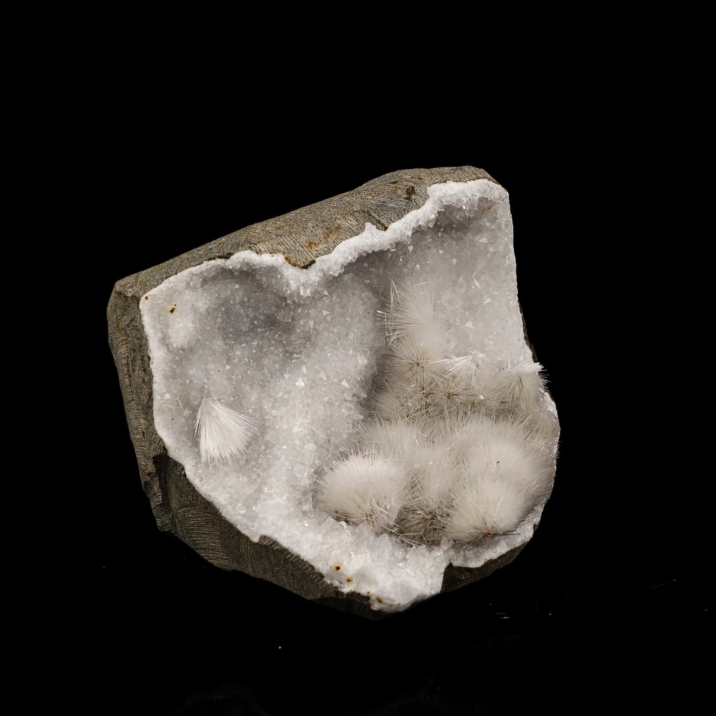 Mesolite Inside MM Quartz Geode Natural Mineral Specimen # B 5941 Mesolite Superb Minerals