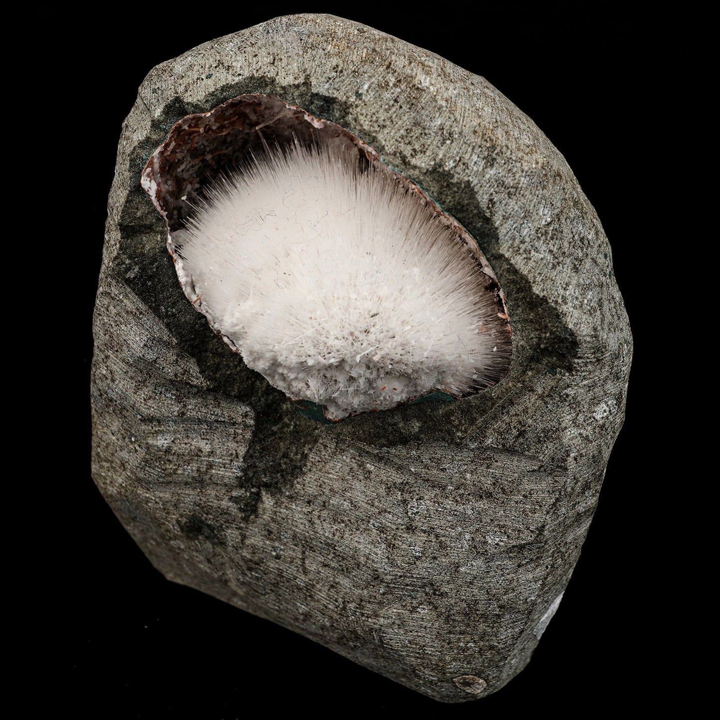 Mesolite Inside MM Quartz Geode Natural Mineral Specimen # B 6591 Mesolite Superb Minerals