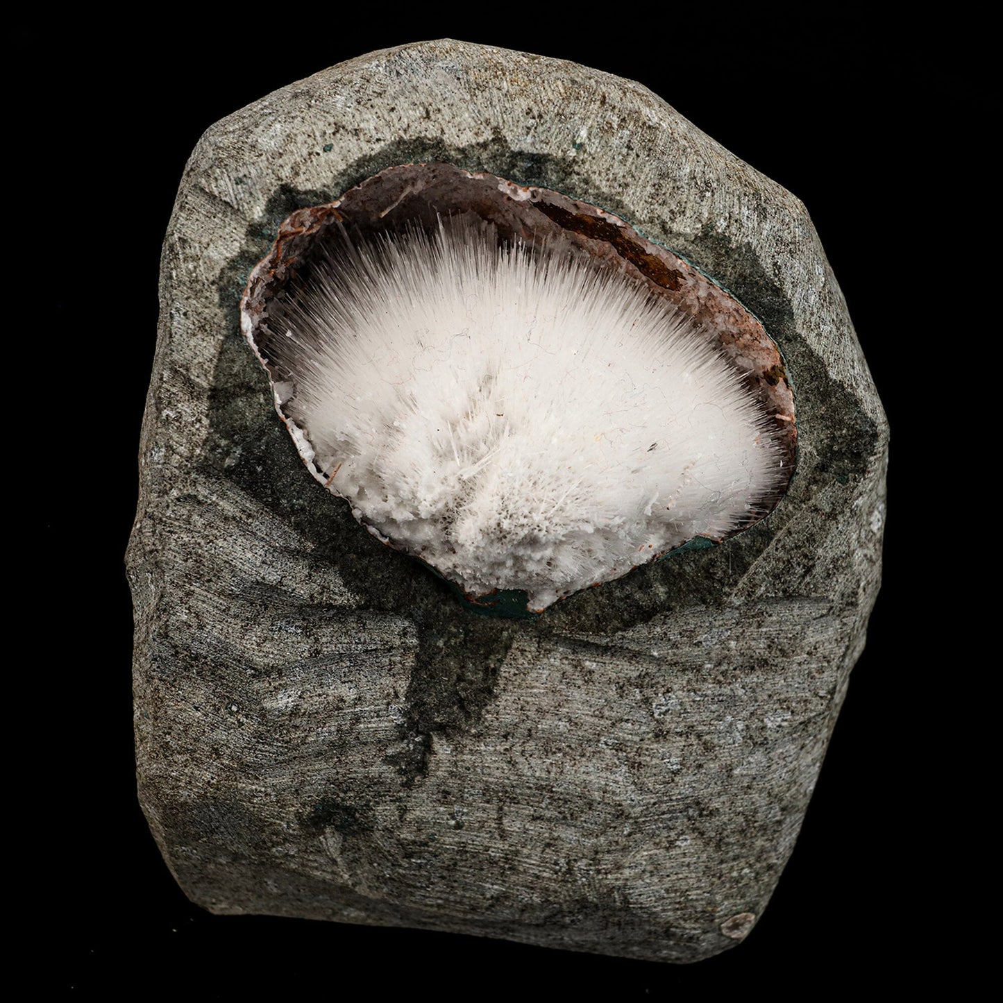 Mesolite Inside MM Quartz Geode Natural Mineral Specimen # B 6591 Mesolite Superb Minerals