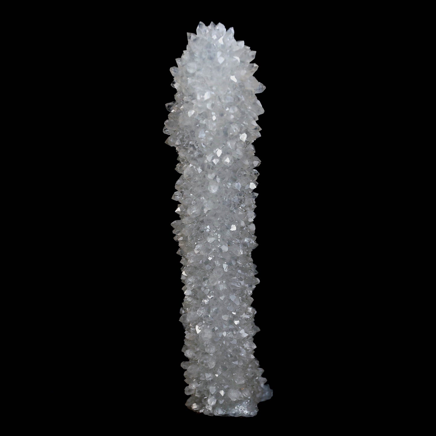 MM Quartz Sparkling Twin Stalactites Geode Natural Mineral Specimen #… https://www.superbminerals.us/products/mm-quartz-sparkling-twin-stalactites-geode-natural-mineral-specimen-b-4623 Features: A very aesthetic specimen of transparent clear Quartz crystals completely covering all sides of a high stalactites as well as two smaller adjoining stalactites, making for great symmetry. A beautiful showy piece in excellent condition.Primary Mineral(s): MM Quartz