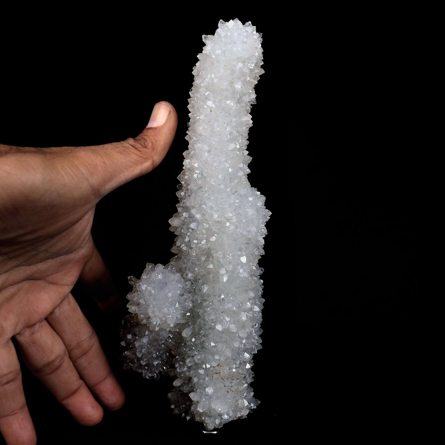 MM Quartz Stalactite with Sprakling Crystals Natural Mineral Specimen …  https://www.superbminerals.us/products/mm-quartz-stalactite-with-sprakling-crystals-natural-mineral-specimen-b-4469  Features:Natural produced MM Quartz Stalactite from Aurangabad, India.This sculpture is self-standing and will look wonderful in any collection, display, or alter. Primary Mineral(s): MM quartSecondary Mineral(s): N/AMatrix: N/A21 cm x 8 cmWeight : 665 Gms Locality: Nashik, Maharashtra, IndiaYear of Discovery: 2020