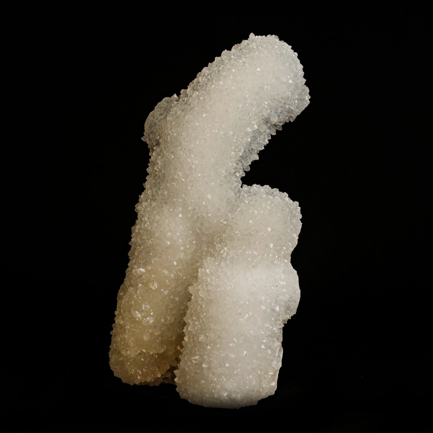 MM Quartz Stalactites Natural Mineral Specimen # B 5041 https://www.superbminerals.us/products/mm-quartz-stalactites-natural-mineral-specimen-b-5041 Features: A very aesthetic specimen of transparent clear Quartz crystals completely covering all sides of a 6inch high stalactite as well as two smaller adjoining stalactites, making for great symmetry. A beautiful showy piece in excellent condition. Primary Mineral(s): QuartzSecondary Mineral(s): N/A