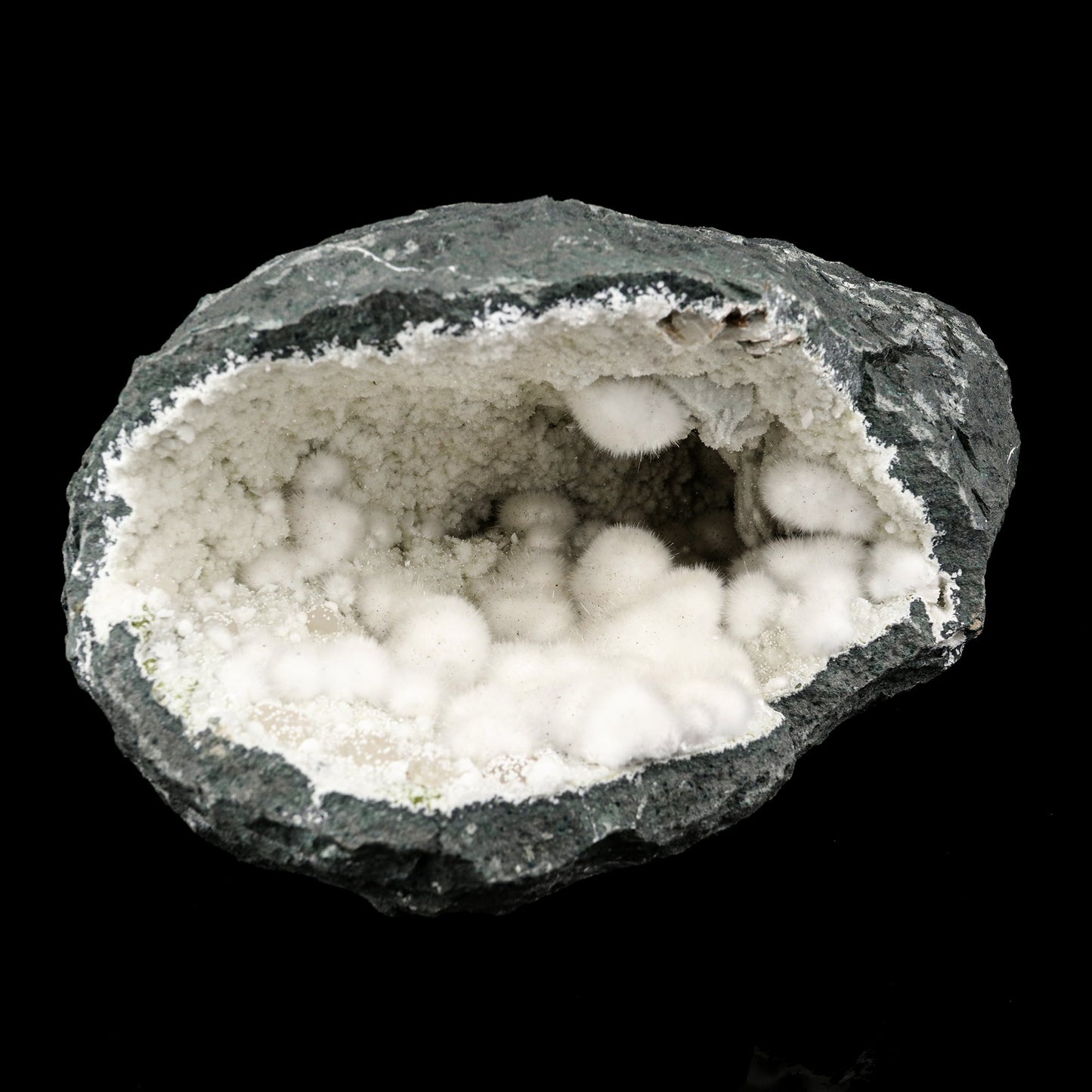 Okenite Big Puffballs Inside Chalcedony Geode Natural Mineral Specimen # B 5698 Okenite Scolecite 