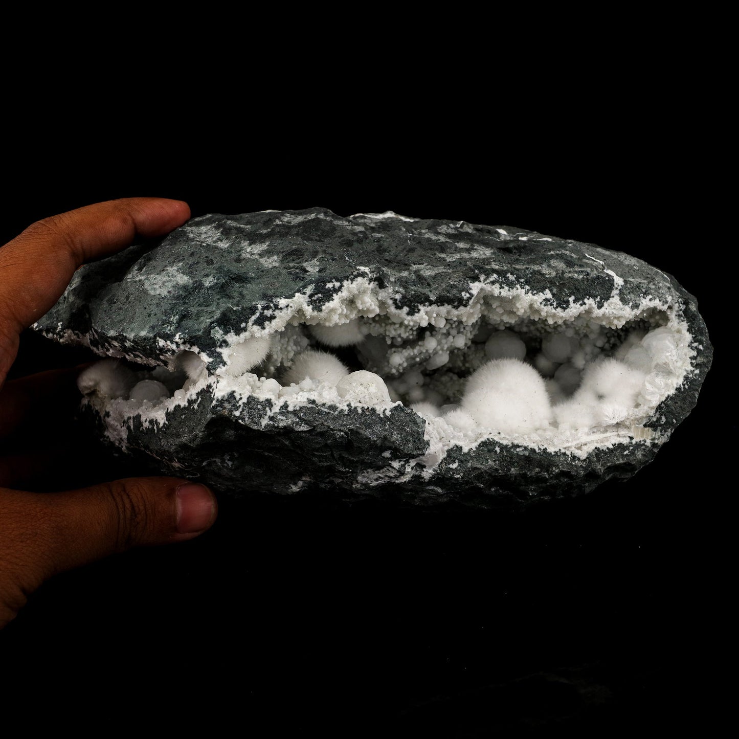 Okenite Big Puffballs Inside Chalcedony Geode Natural Mineral Specimen # B 5713 Okenite Superb Minerals 