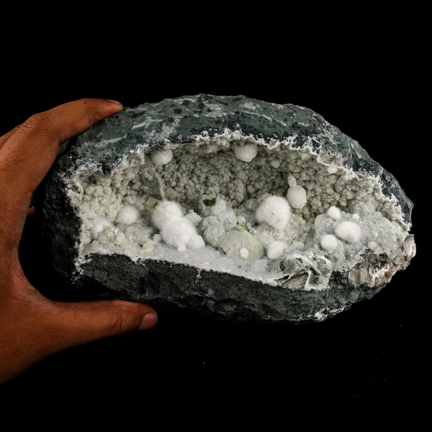 Okenite Big Puffballs Inside Chalcedony Geode Natural Mineral Specimen # B 6122 Okenite Superb Minerals 