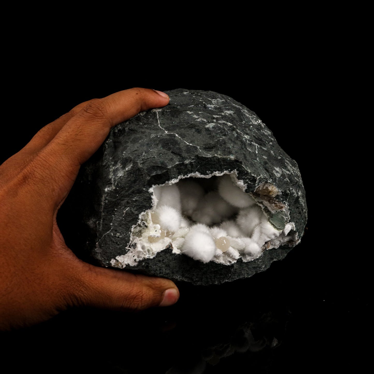 Okenite Big Puffballs Inside Gyrolite Geode Natural Mineral Specimen # B 6177 Okenite Superb Minerals 