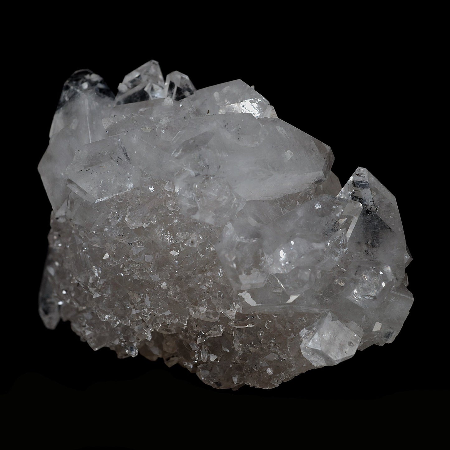 Pointed Clear Apophyllite Crystals on MM Quartz Natural Mineral Specim… https://www.superbminerals.us/products/pointed-clear-apophyllite-crystals-on-mm-quartz-natural-mineral-specimen-b-4125 Features:This is a beautifully balanced and aesthetic specimen of water clear, transparent Apophyllite. Positioned perfectly in the center of a mass of lustrous Apophyllite crystals, is a large, perfect pyramidal Apophyllite crystal, but to the left is a large rectangular crystal, contrasting two distinct crystal