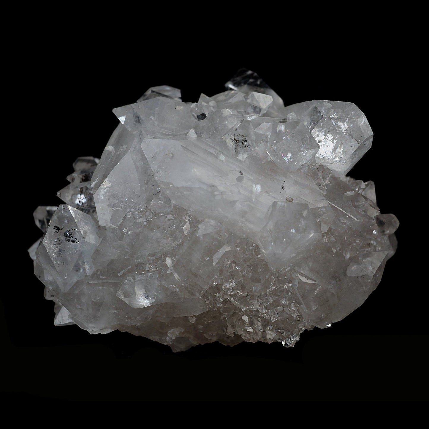 Pointed Clear Apophyllite Crystals on MM Quartz Natural Mineral Specim… https://www.superbminerals.us/products/pointed-clear-apophyllite-crystals-on-mm-quartz-natural-mineral-specimen-b-4125 Features:This is a beautifully balanced and aesthetic specimen of water clear, transparent Apophyllite. Positioned perfectly in the center of a mass of lustrous Apophyllite crystals, is a large, perfect pyramidal Apophyllite crystal, but to the left is a large rectangular crystal, contrasting two distinct crystal